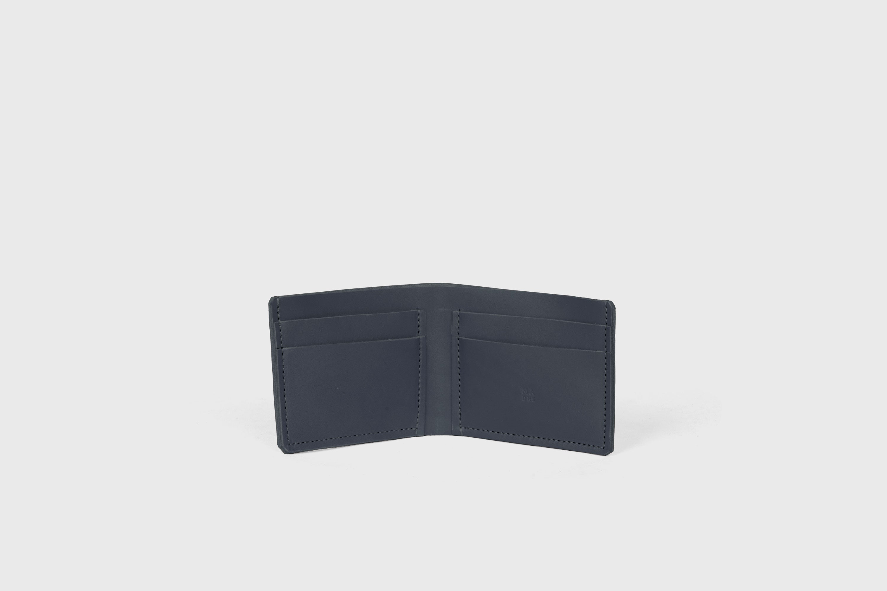 Bifold Wallet Leather Marine Blue Color Vegetable Tanned Leather Premium Classic Design and Handcrafted By Atelier Madre Manuel Dreeesmann Barcelona Spain
