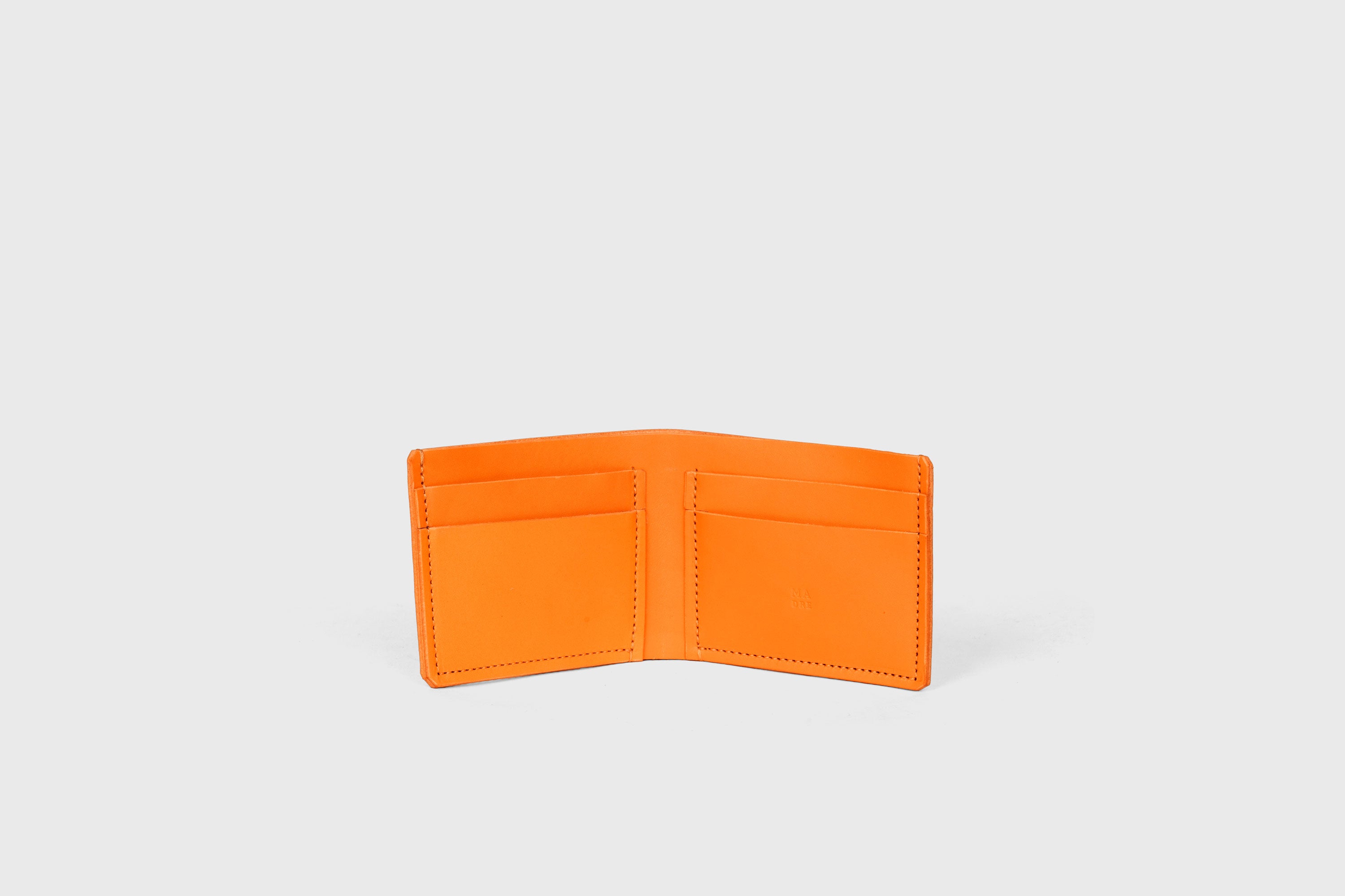 Bifold Wallet Leather Orange Color Vegetable Tanned Leather Premium Classic Design and Handcrafted By Atelier Madre Manuel Dreeesmann Barcelona Spain