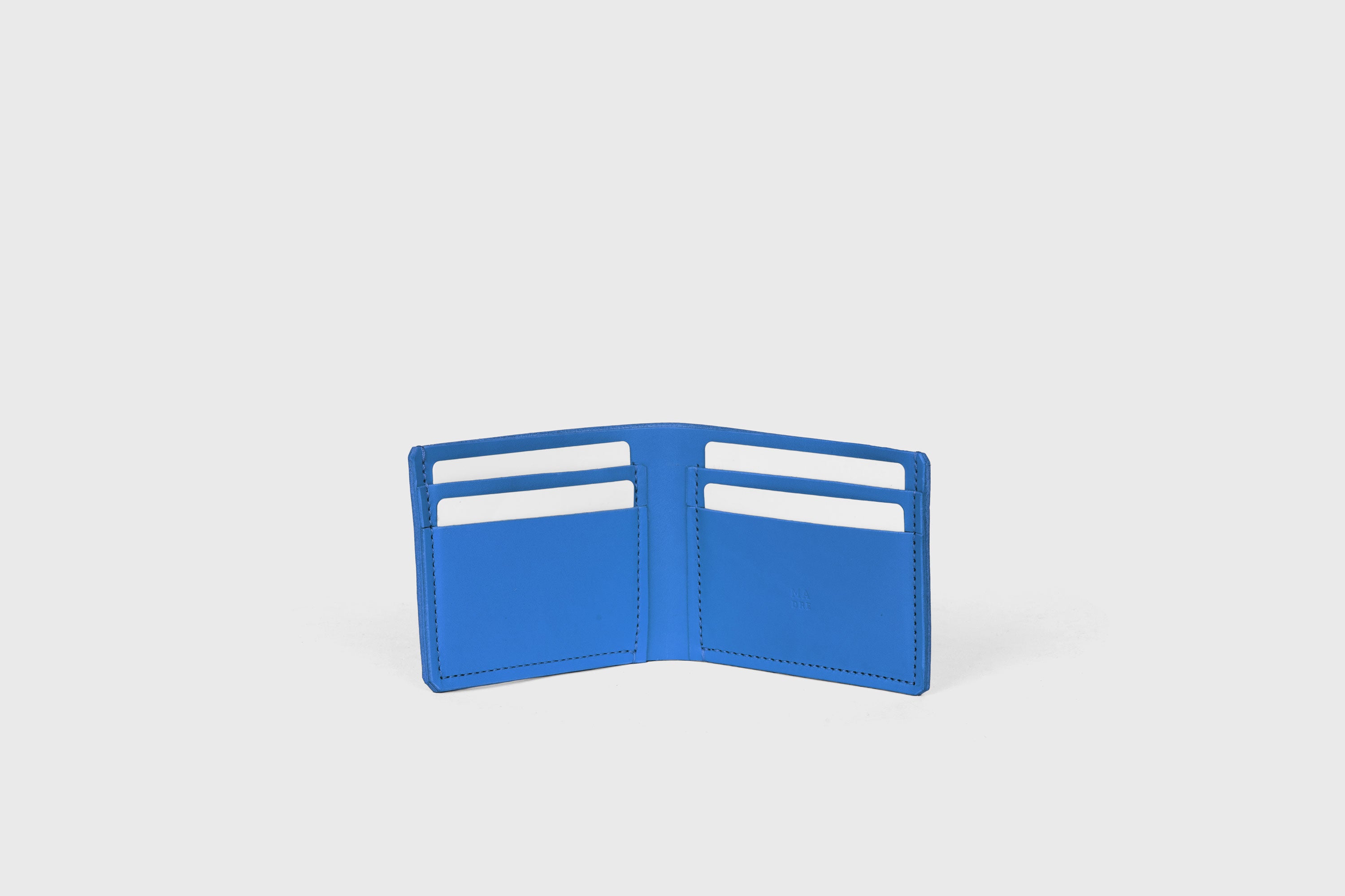 Bifold Wallet Leather Royal Blue Color Vegetable Tanned Leather Premium Classic Design and Handcrafted By Atelier Madre Manuel Dreeesmann Barcelona Spain