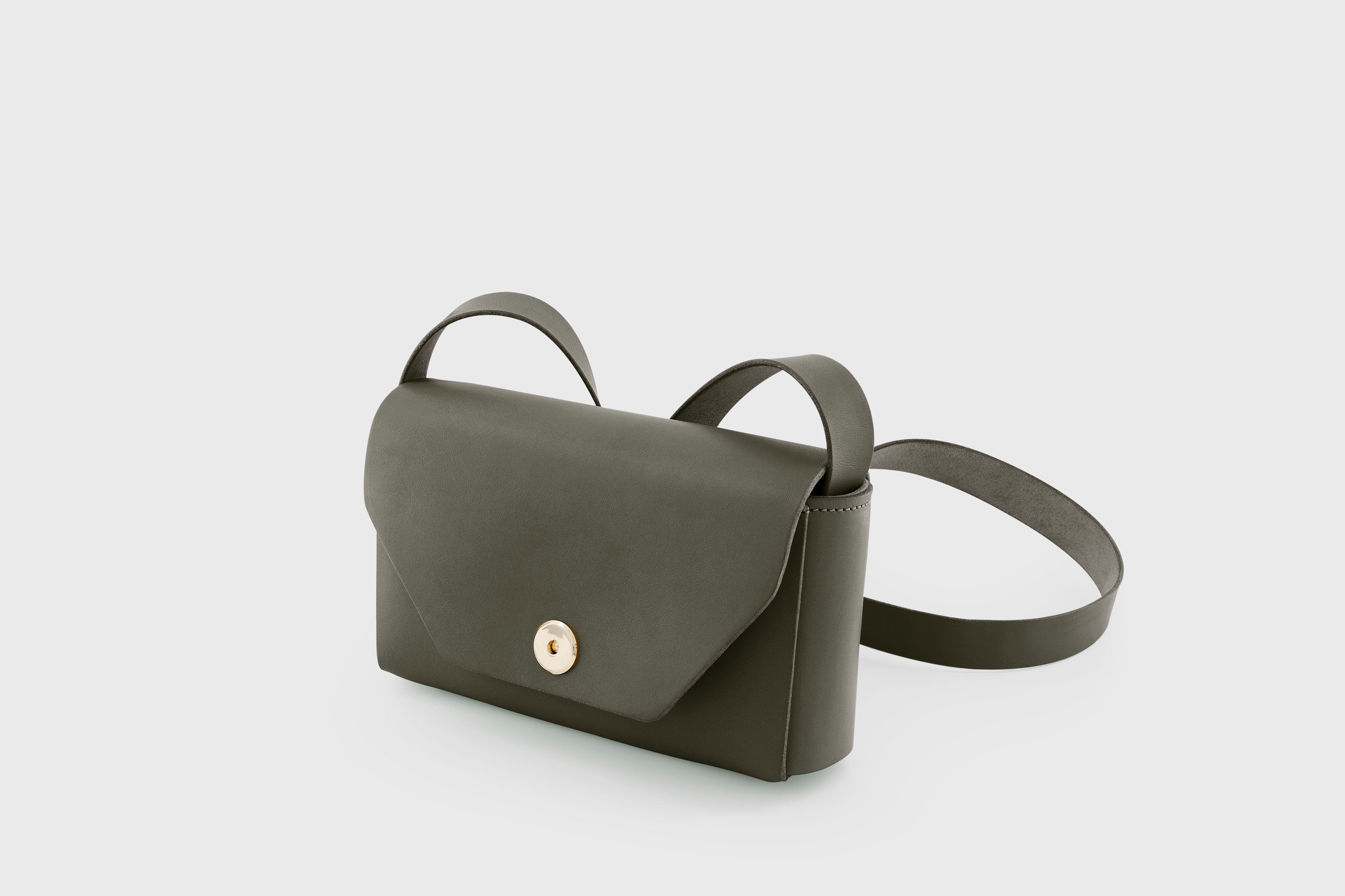 Brick Bag Olive Green Color Leather Square Block Vegetable Tanned Full Grain Vachetta Crossbody Shoulder Block Minimalist Premium Designer Atelier Madre Manuel Dreesmann Barcelona Spain