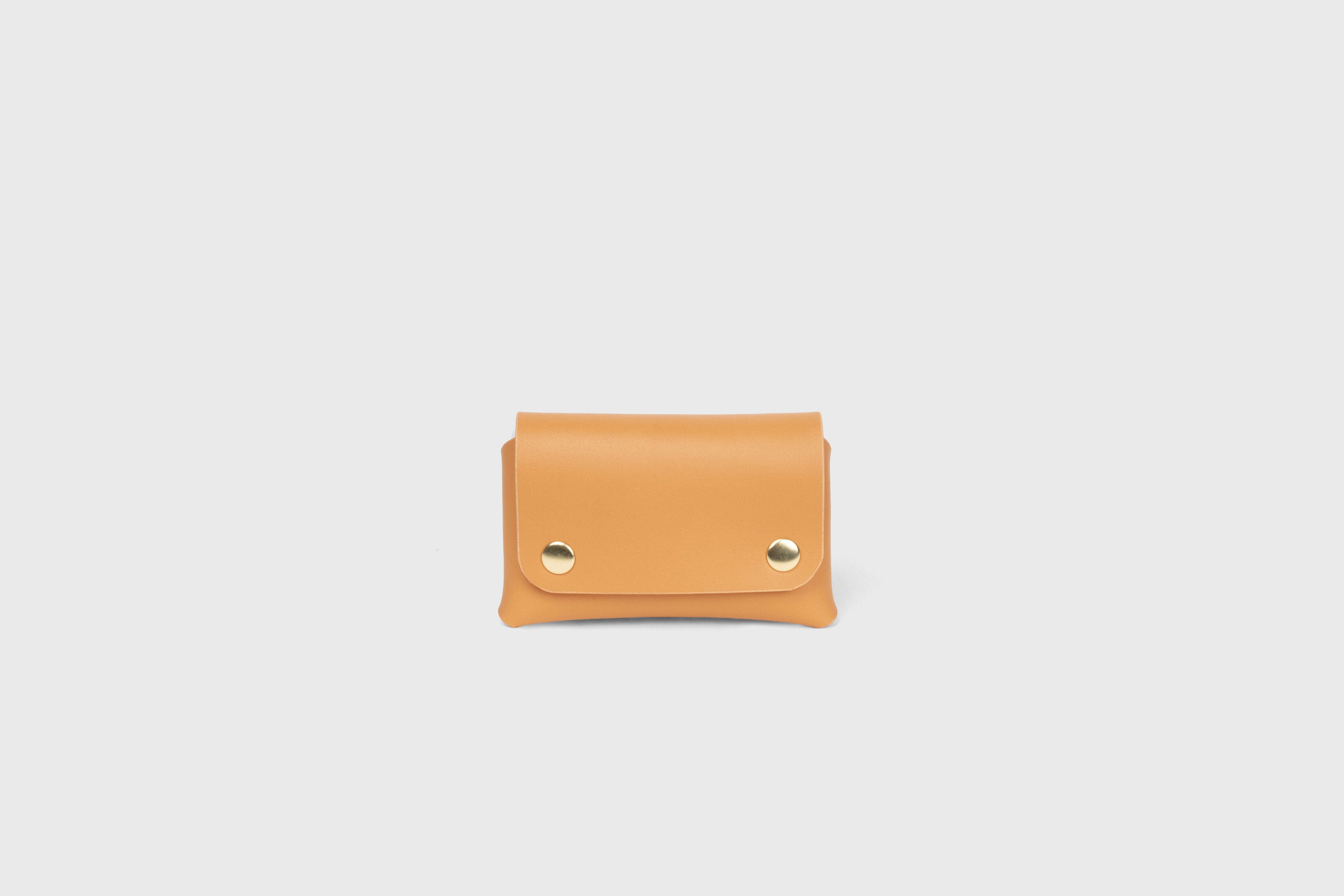 Card Holder With Snap Buttons In Brown Color Leather Minimalistic Design Leather Atelier Madre Manuel Dreesmann 