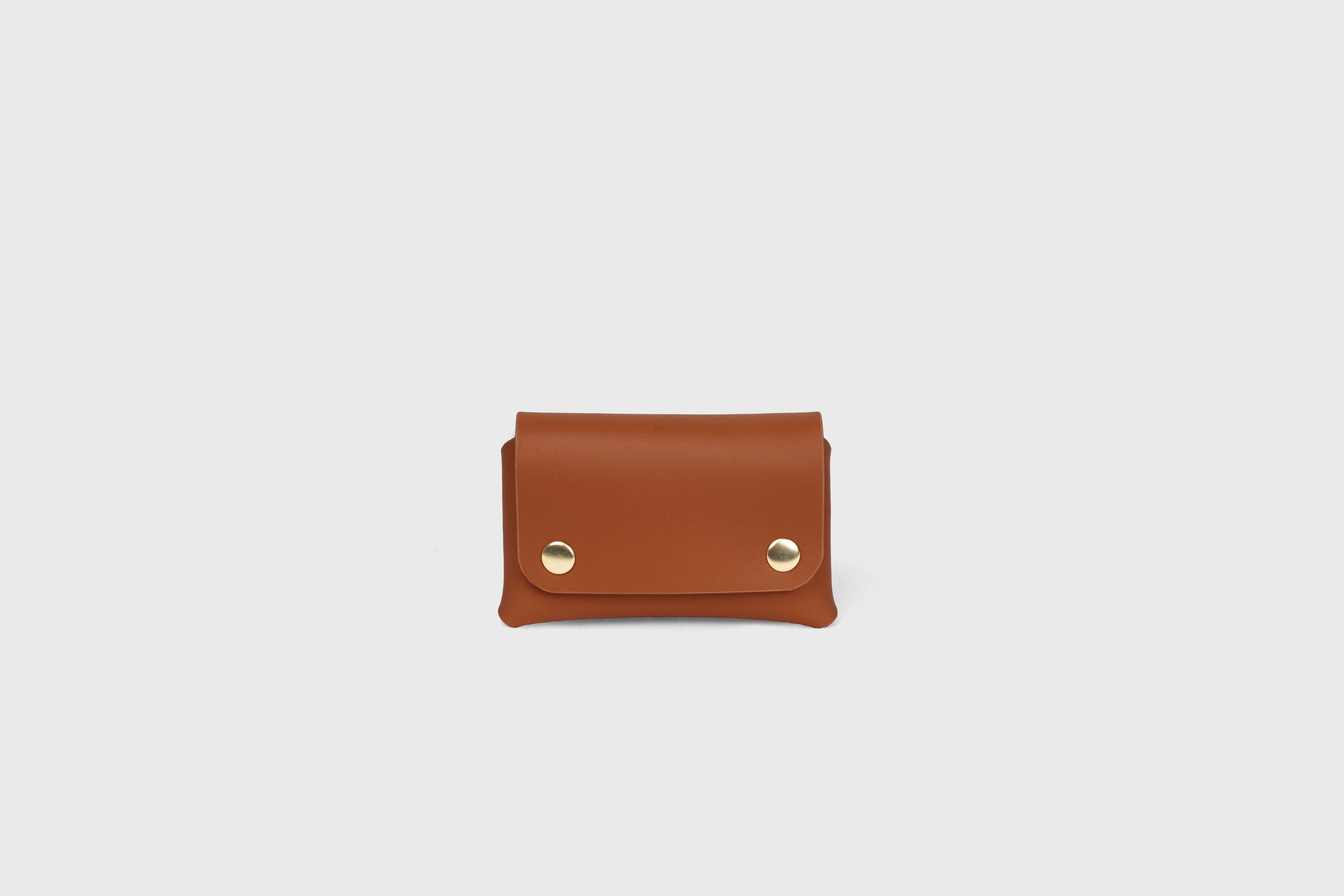 Card Holder With Snap Buttons In Dark Brown Leather Minimalistic Design Leather Atelier Madre Manuel Dreesmann 