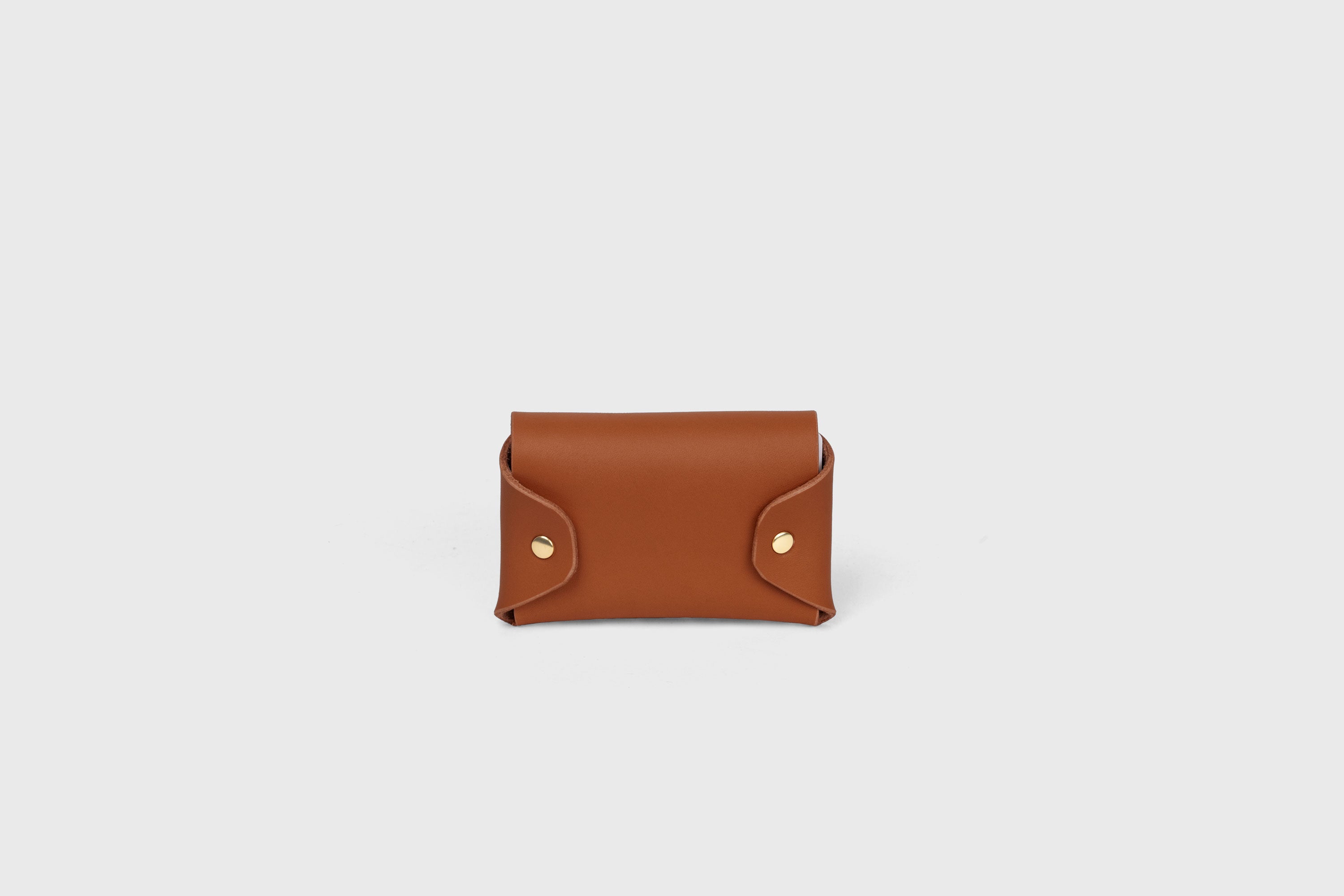 Card Holder With Snap Buttons In Dark Brown Leather Minimalistic Design Leather Atelier Madre Manuel Dreesmann 