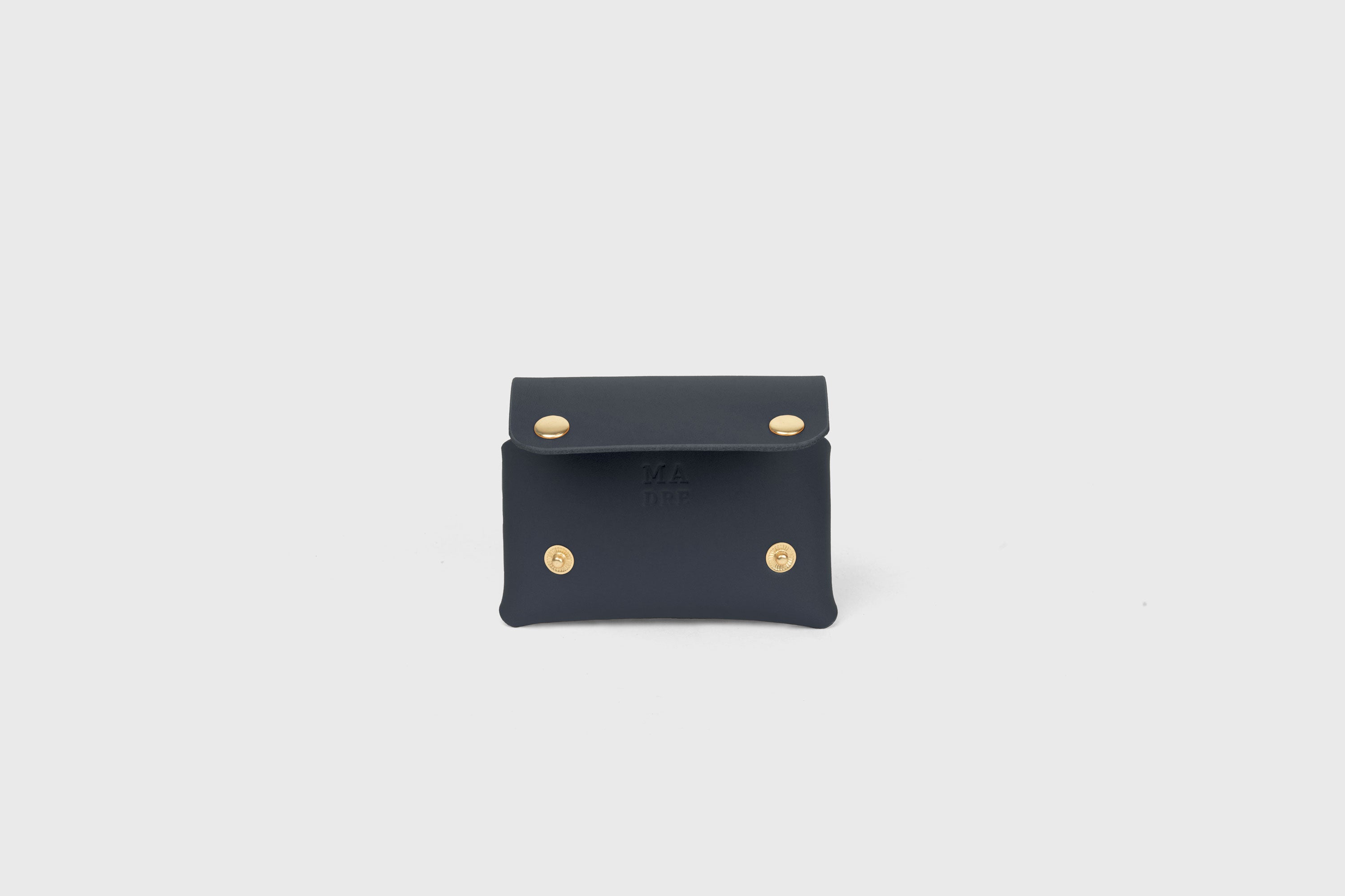 Card Holder With Snap Buttons In Marine Blue Leather Minimalistic Design Leather Atelier Madre Manuel Dreesmann 