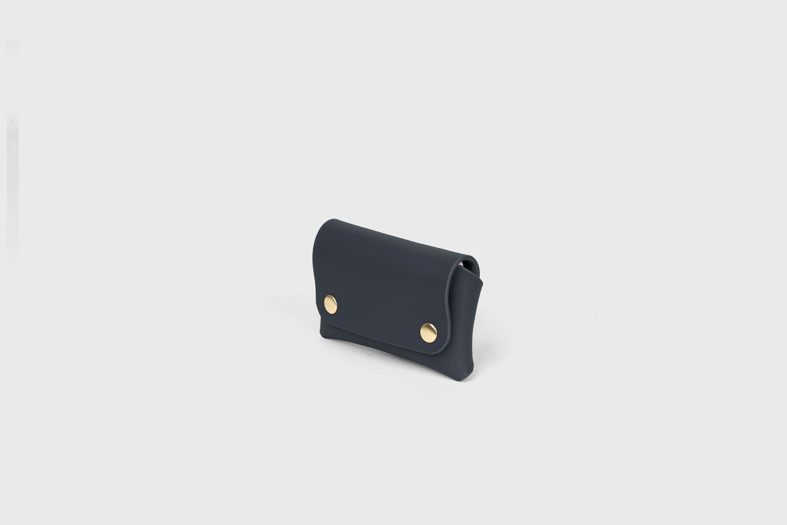 Card Holder With Snap Buttons In Marine Blue Leather Minimalistic Design Leather Atelier Madre Manuel Dreesmann 
