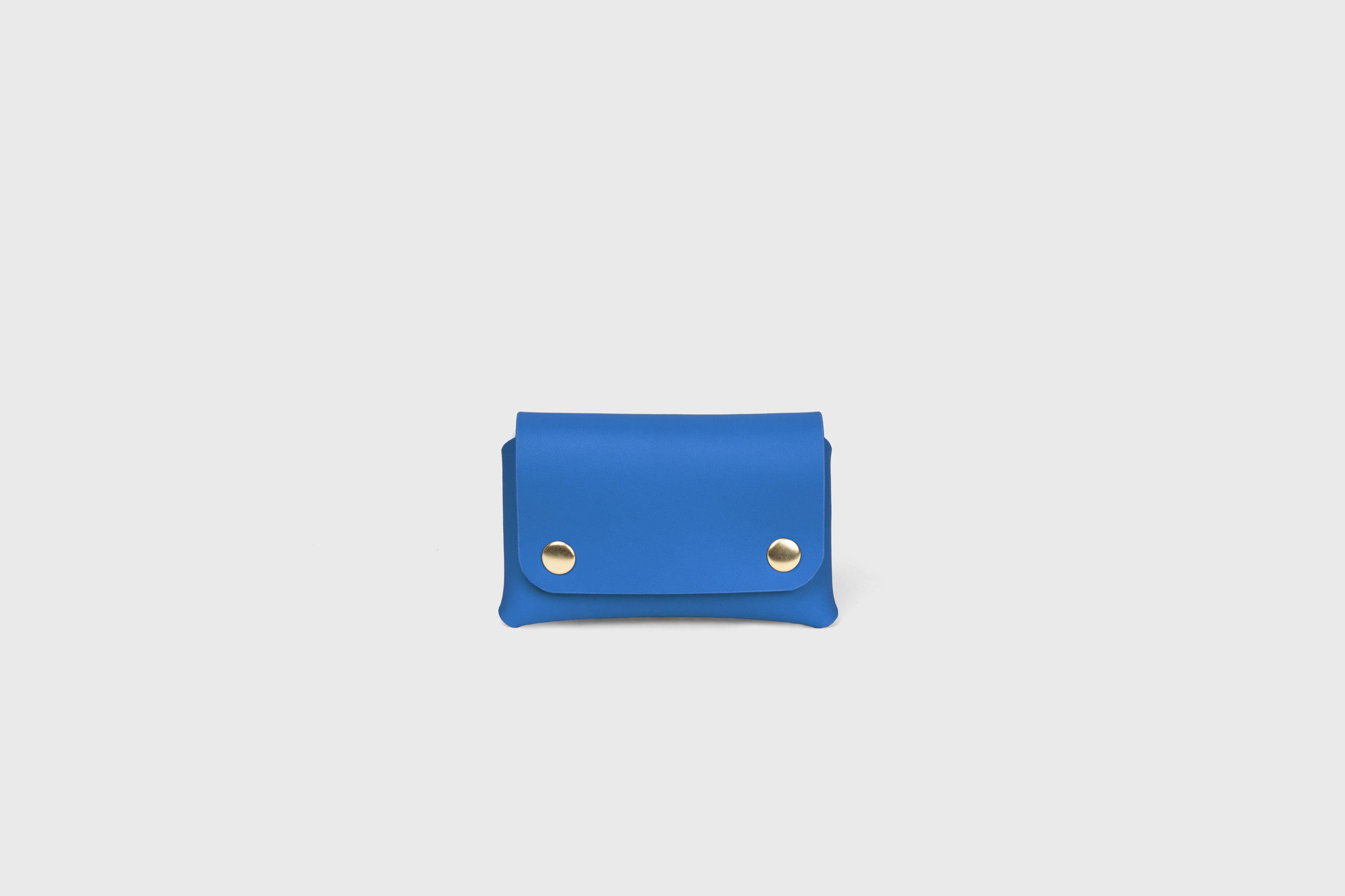 Card Holder With Snap Buttons In Royal Blue Leather Minimalistic Design Leather Atelier Madre Manuel Dreesmann