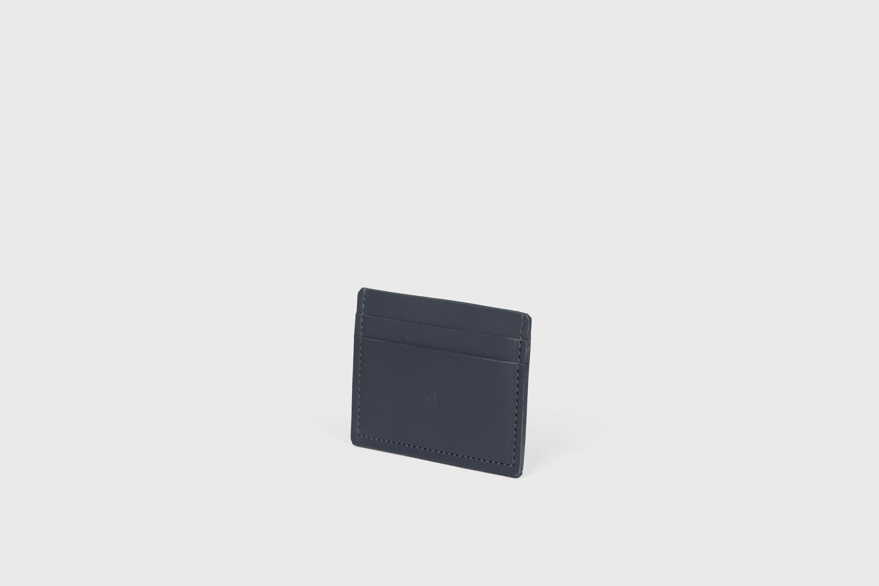 Credit Card Wallet Minimalist In Marine Blue Color Leather Vegetable Tanned Leather Handmade and Design by Atelier Madre Manuel Dreesmann Barcelona Spain