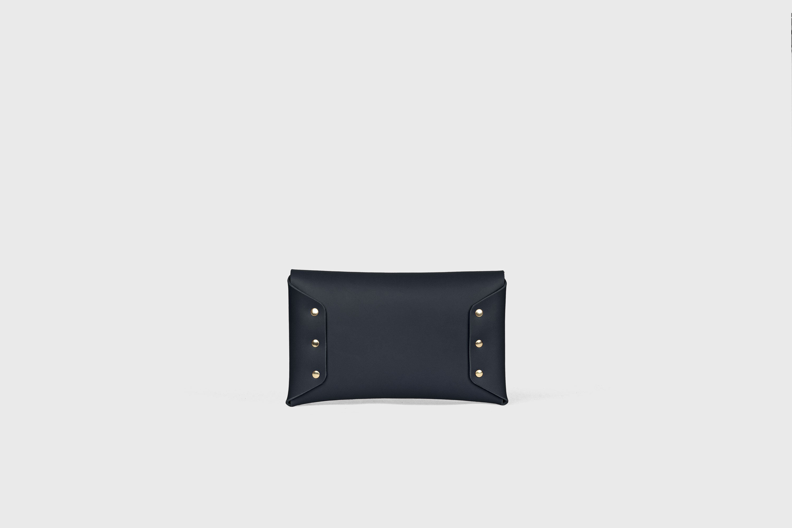Envelope Clutch Small In Marine Blue Color Vegetable Tanned Leather Minimalistic Design Atelier Madre Manuel Dreesmann Barcelona Spain