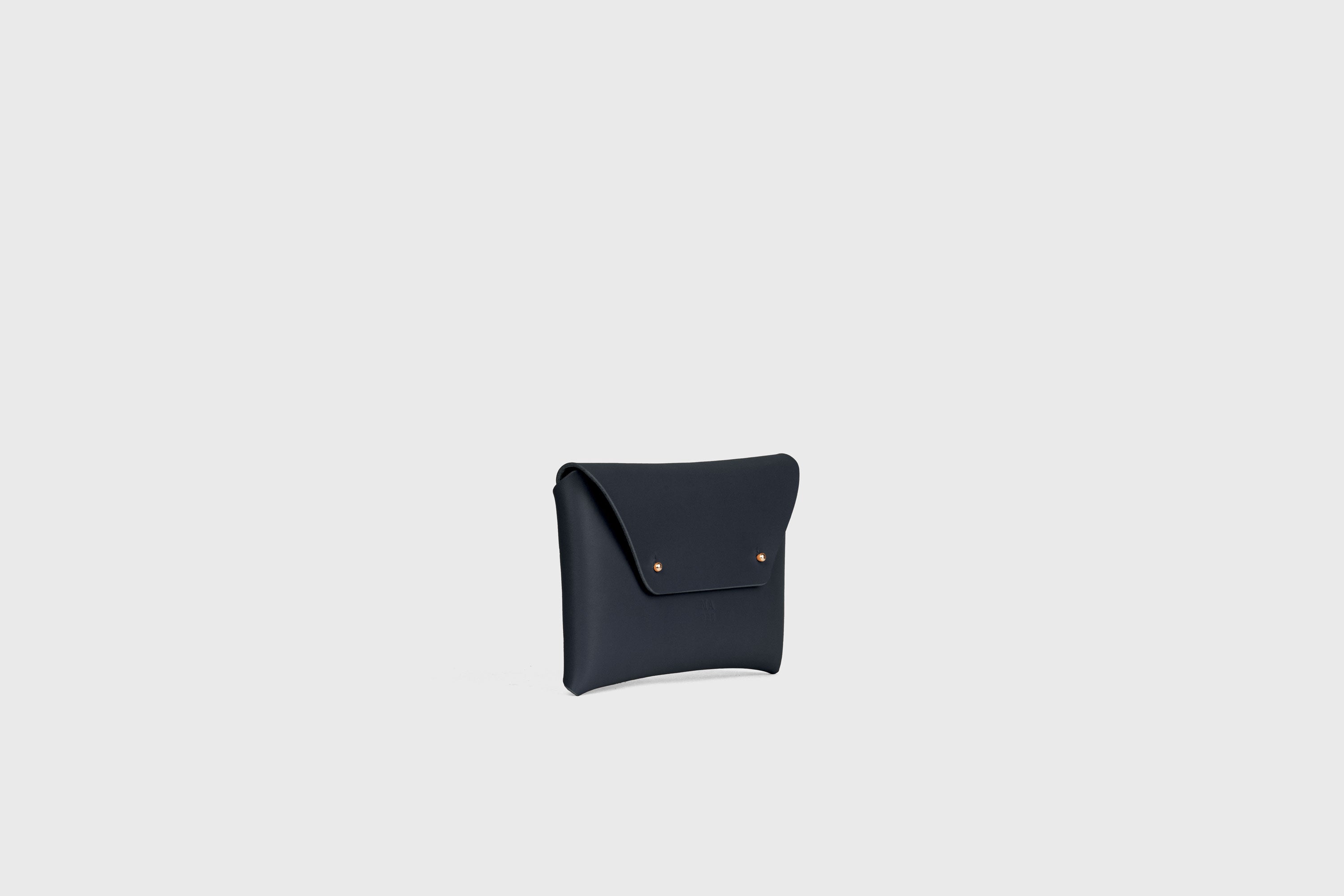 Envelope Clutch Small In Marine Blue Color Vegetable Tanned Leather Minimalistic Design Atelier Madre Manuel Dreesmann Barcelona Spain