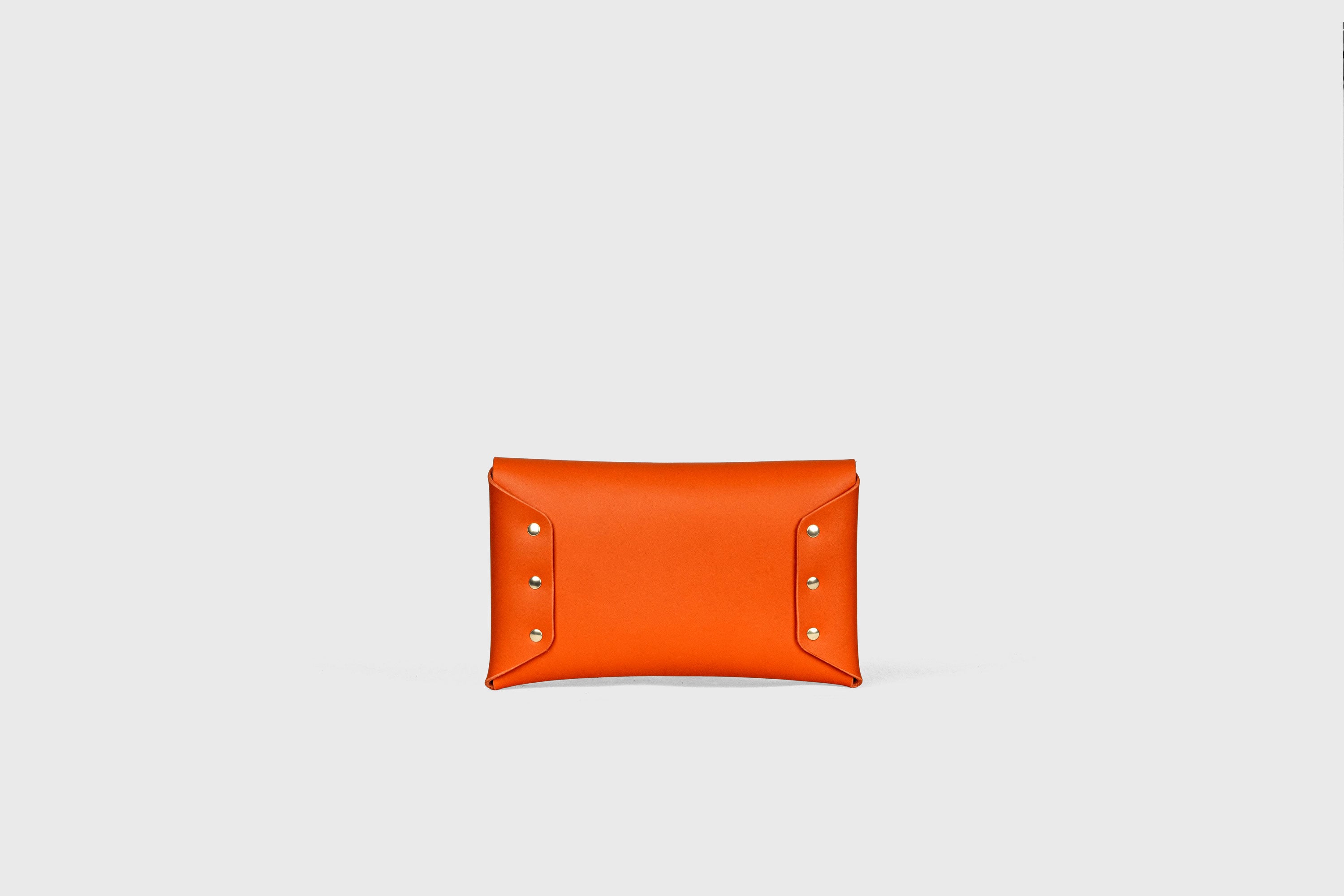 Envelope Clutch Small In Orange Color Vegetable Tanned Leather Minimalistic Design Atelier Madre Manuel Dreesmann Barcelona Spain