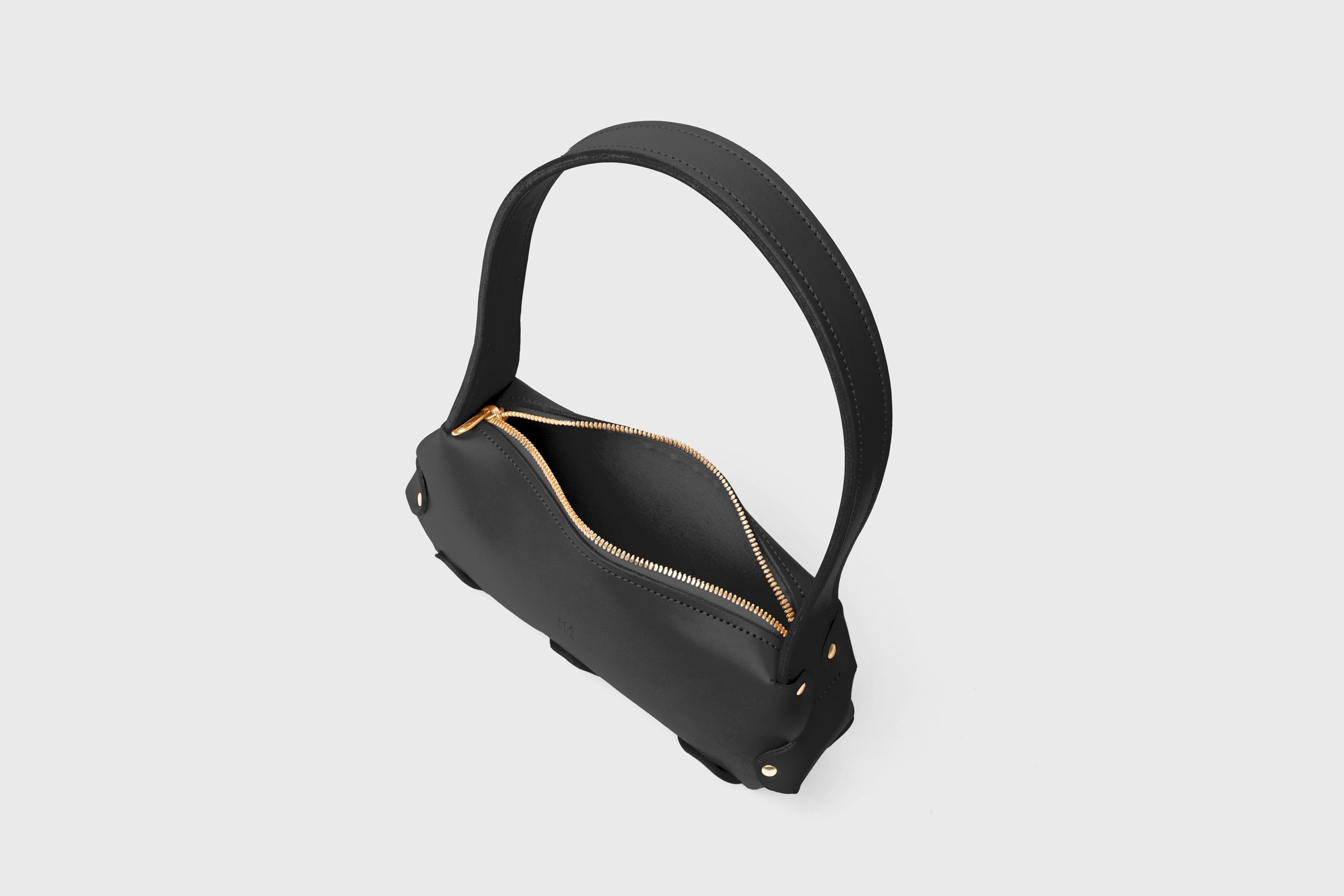 Fiona Bag Small Black Color Premium Quality Leather Zipper Shoulder Bag Minimalist Modern Design, Atelier Madre Manuel Dreesmann Barcelona