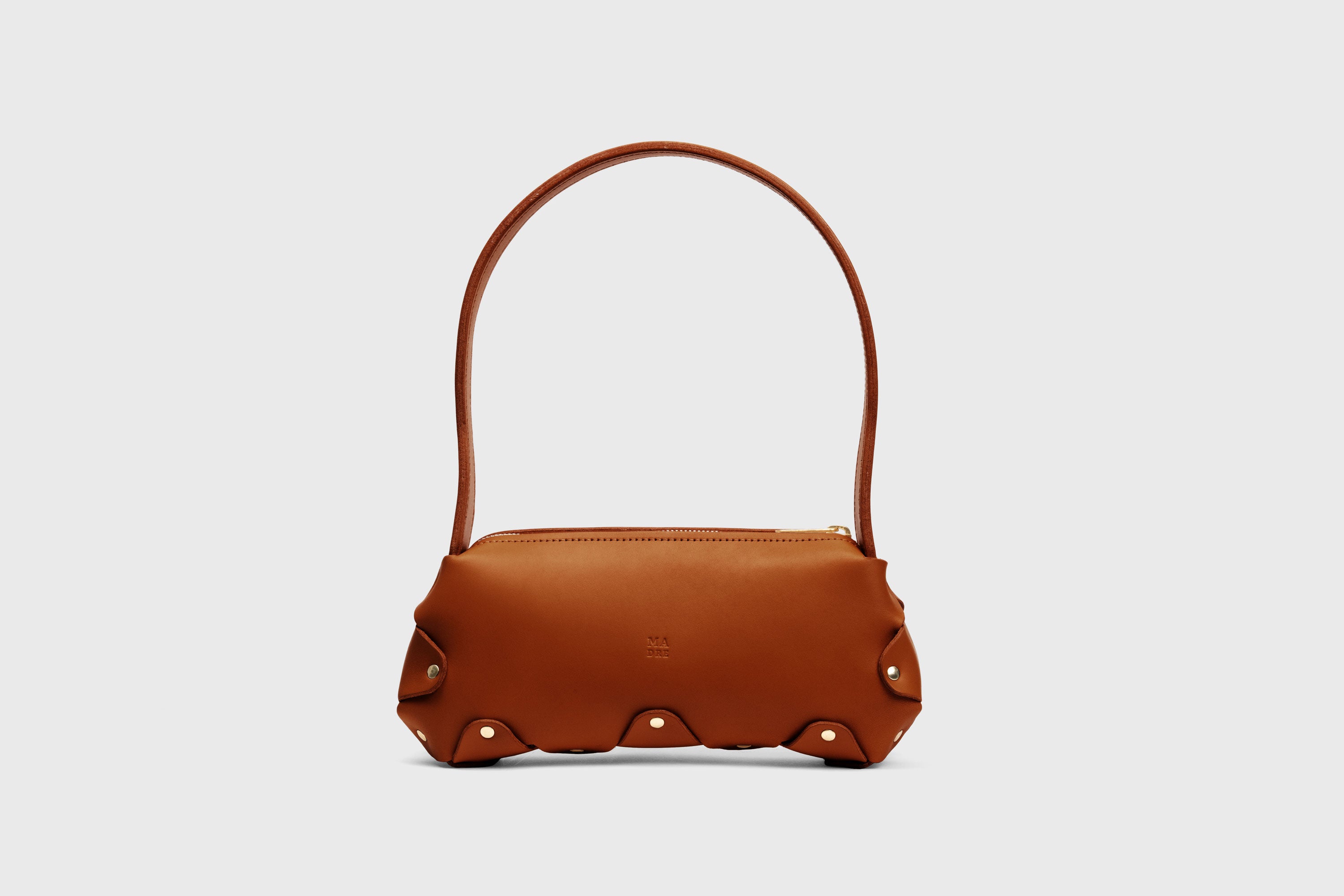 Fiona Bag Small Dark Brown Color Premium Quality Leather Zipper Shoulder Bag Minimalist Modern Design, Atelier Madre Manuel Dreesmann Barcelona