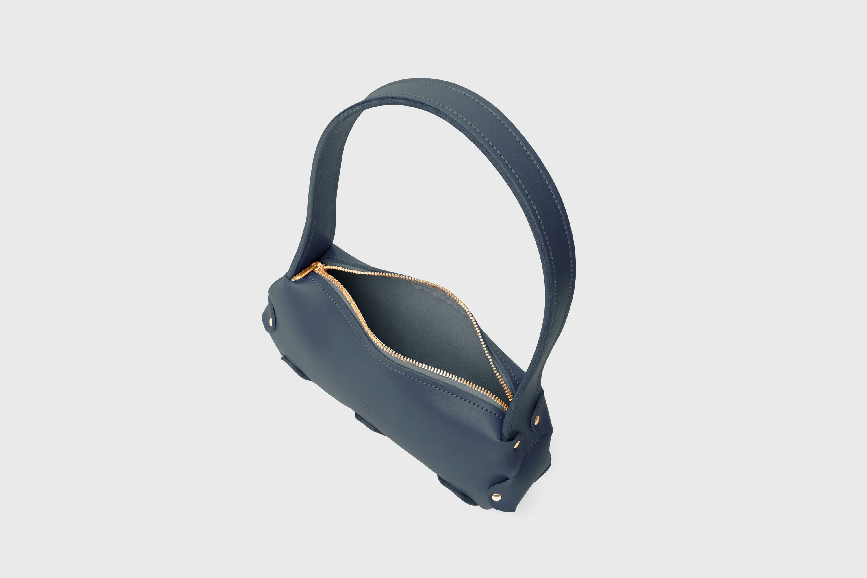 Fiona Bag Small Marine Blue Color Leather Zipper Shoulder Bag Minimalist Modern Design Premium Quality Atelier Madre Manuel Dreesmann Barcelona