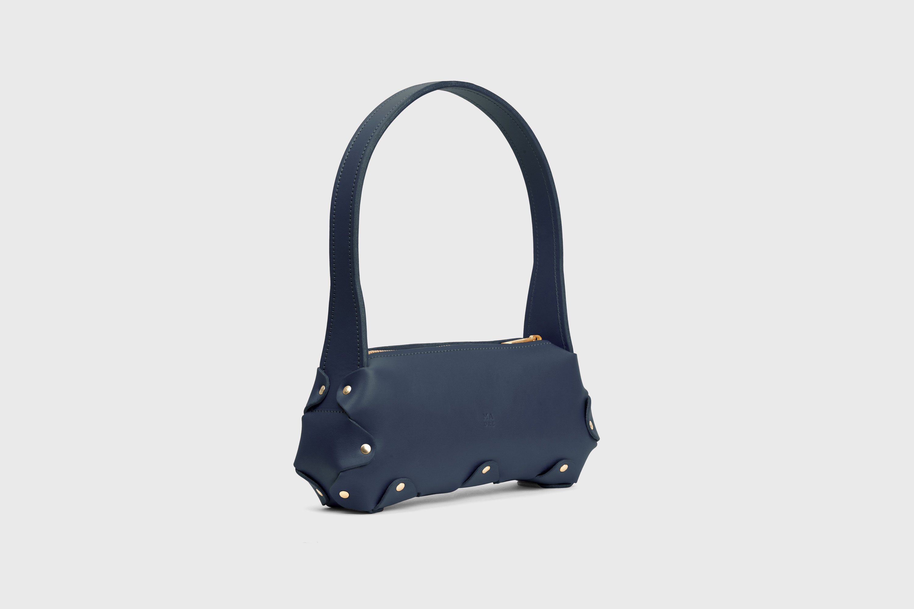 Fiona Bag Small Marine Blue Color Leather Zipper Shoulder Bag Minimalist Modern Design Premium Quality Atelier Madre Manuel Dreesmann Barcelona