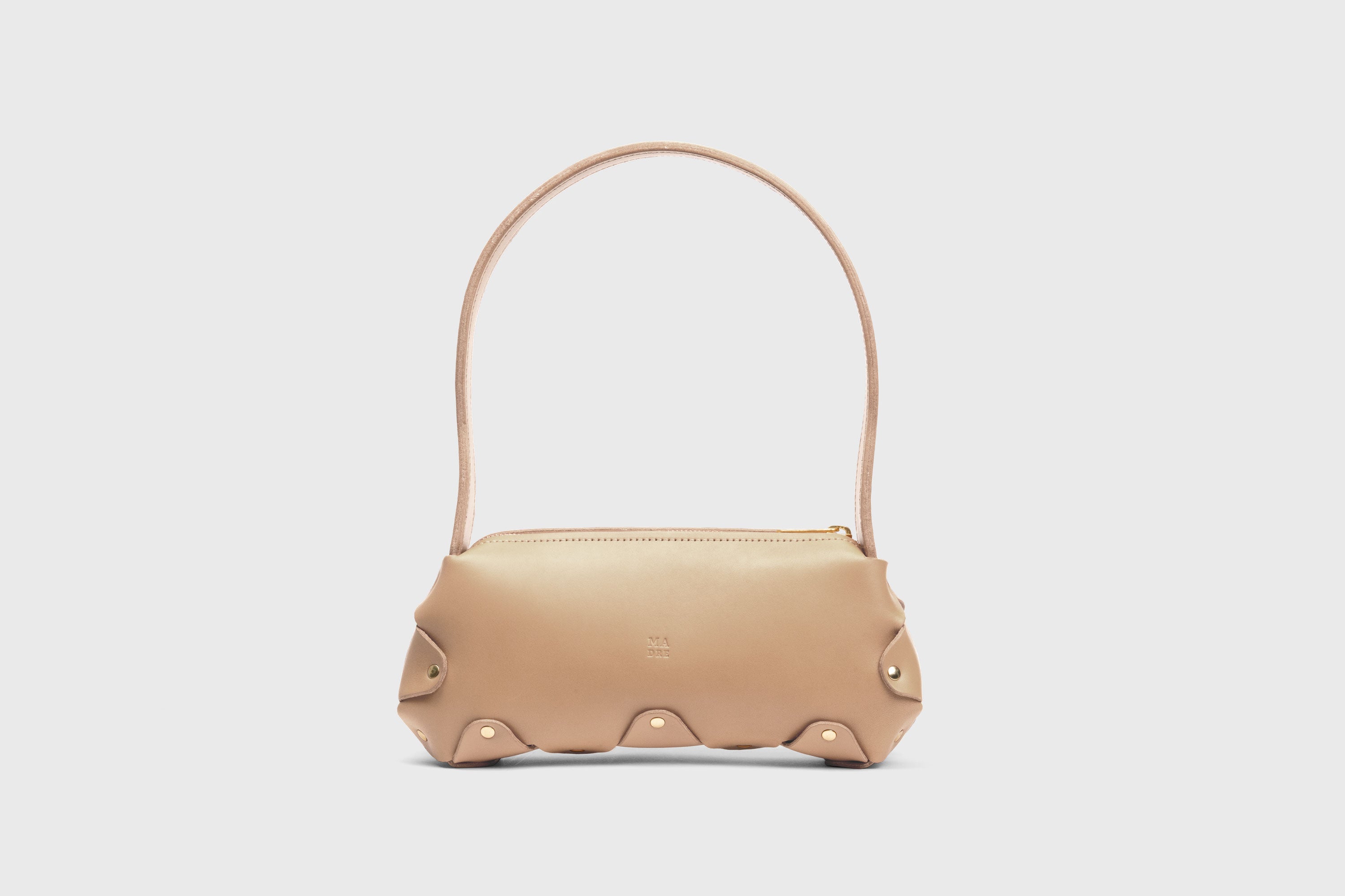 Fiona Bag Small Natural Color Premium Quality Leather Zipper Shoulder Bag Minimalist Modern Design, Atelier Madre Manuel Dreesmann Barcelona