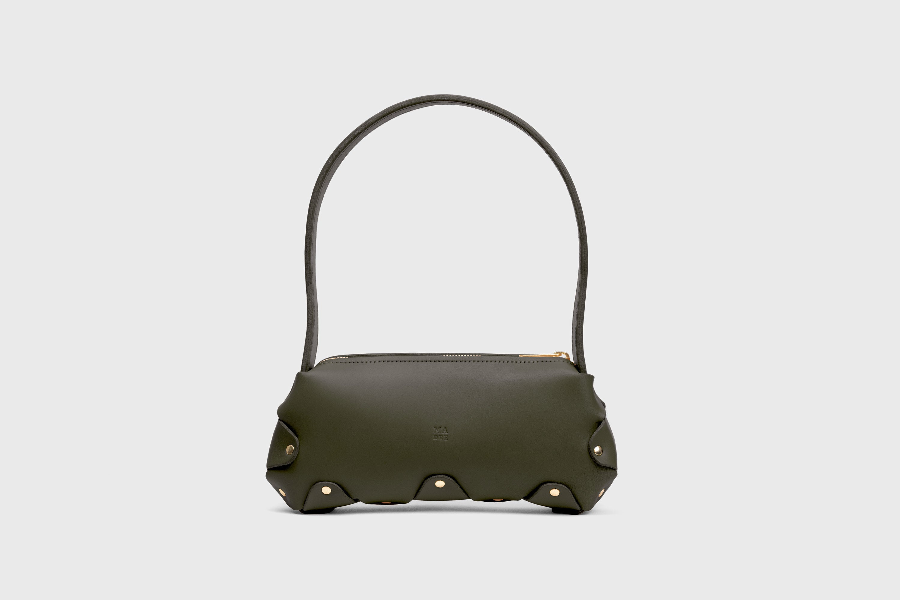 Fiona Bag Small Olive Green Color Leather Zipper Shoulder Bag Minimalist Modern Design Premium Quality Atelier Madre Manuel Dreesmann Barcelona