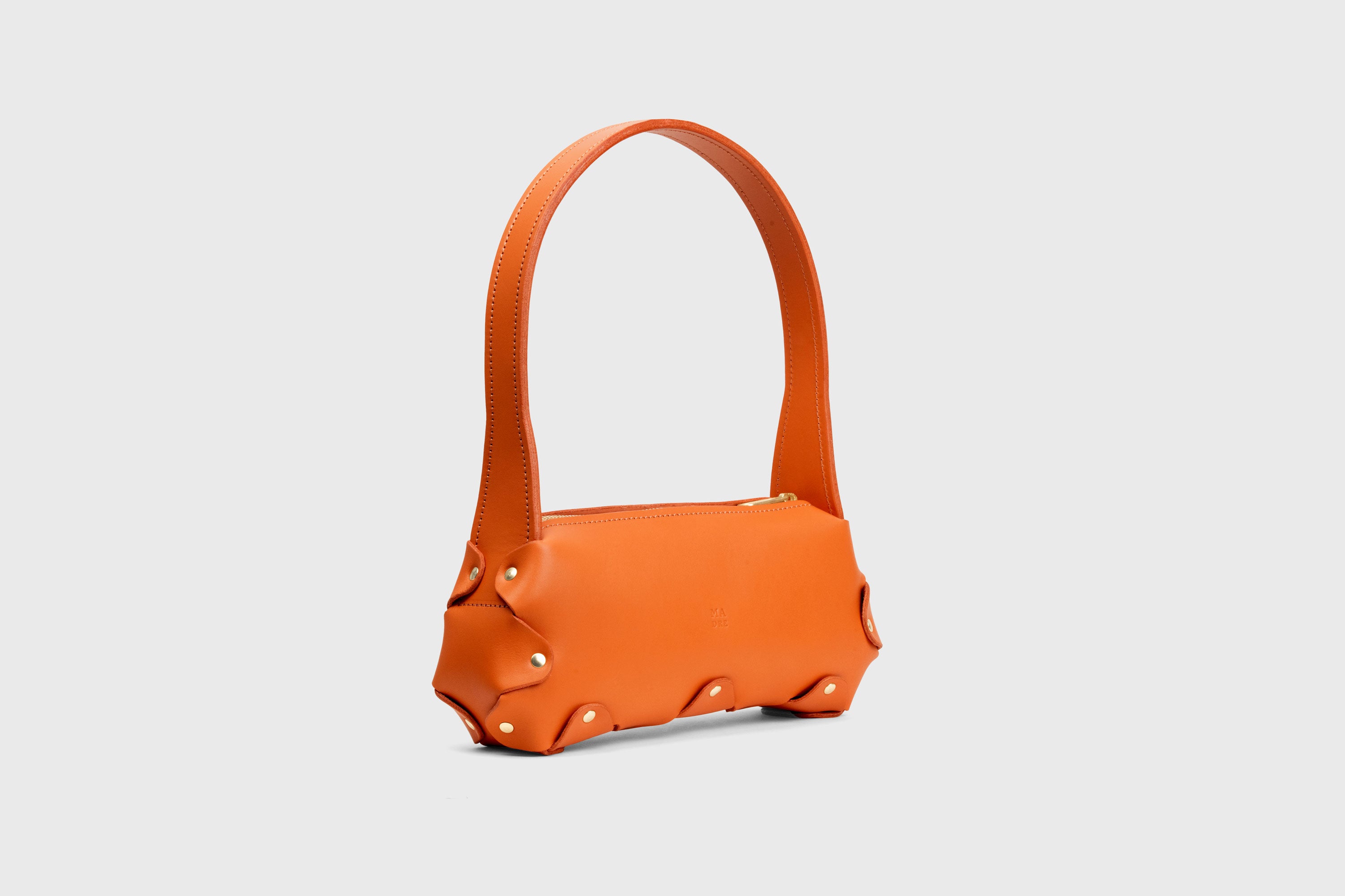 Fiona Bag Small Orange Color Leather Zipper Shoulder Bag Minimalist Modern Design Premium Quality Atelier Madre Manuel Dreesmann Barcelona