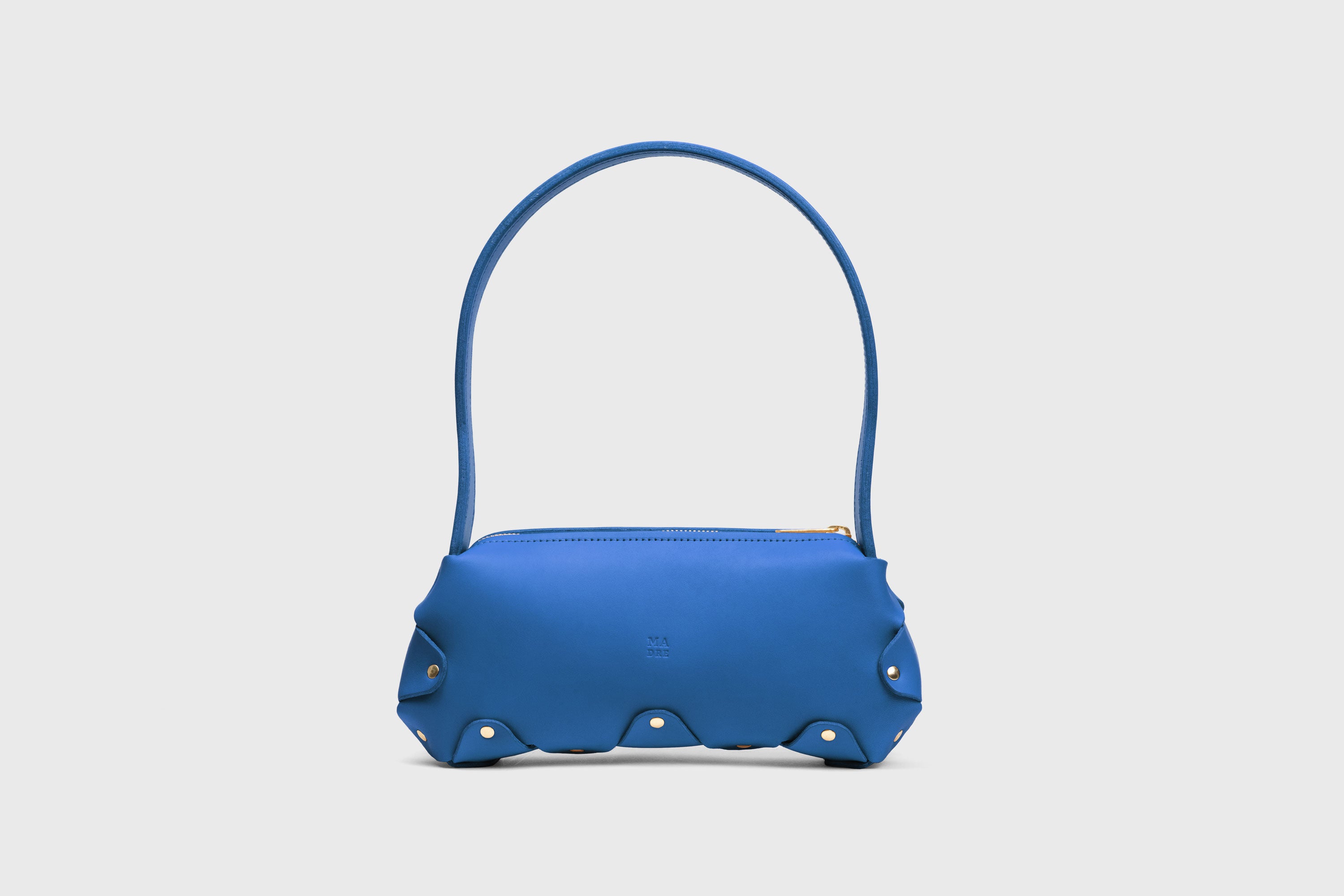 Fiona Bag Small Royal Blue Premium Quality Leather Zipper Shoulder Bag Minimalist Modern Design, Atelier Madre Manuel Dreesmann Barcelona