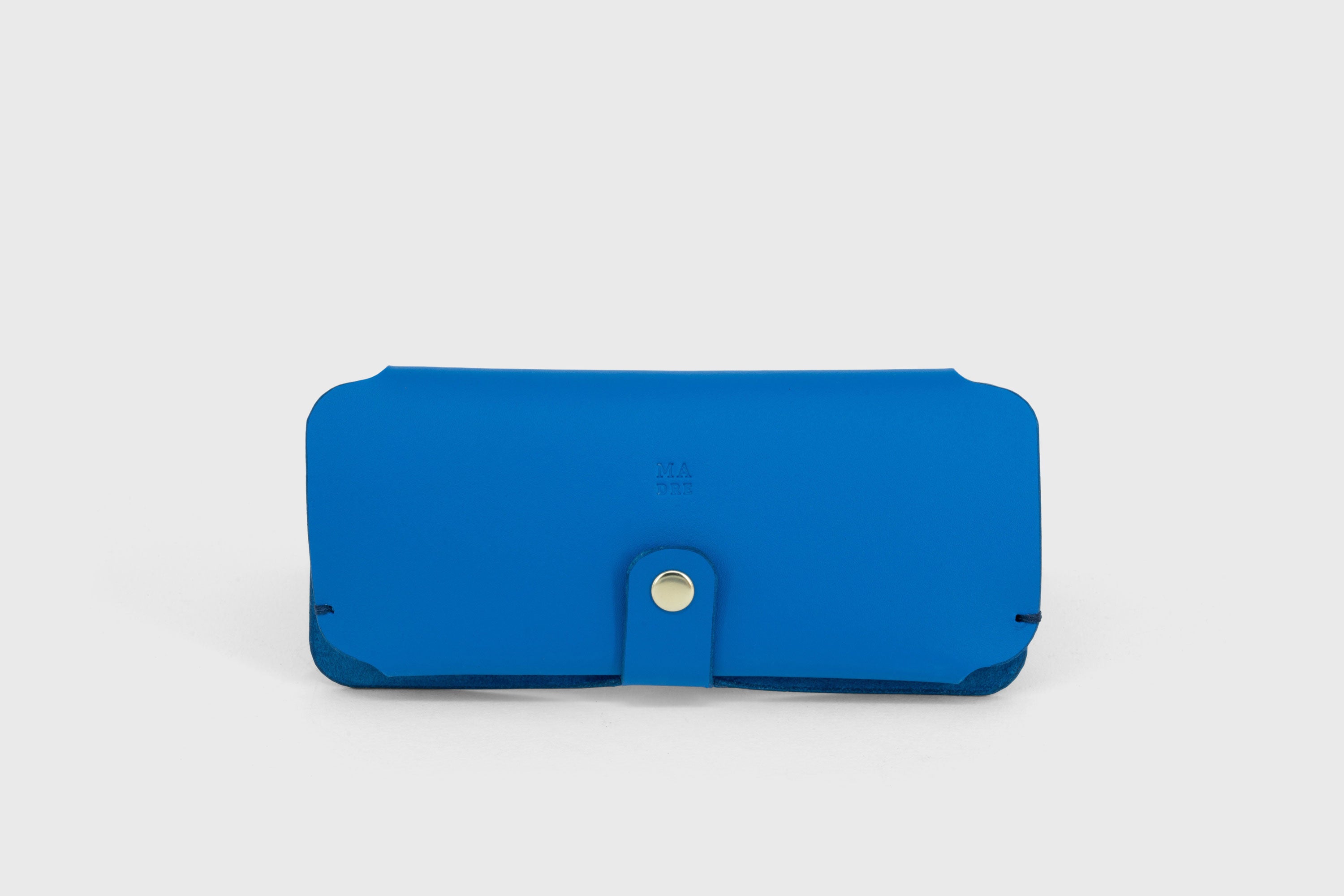 Glasses and Sunglasses Case Sleeve Royal Blue Color Leather Minimalistic Design Premium Quality Vegetable Tanned Leather Atelier Madre Manuel Dreesmann Barcelona Spain