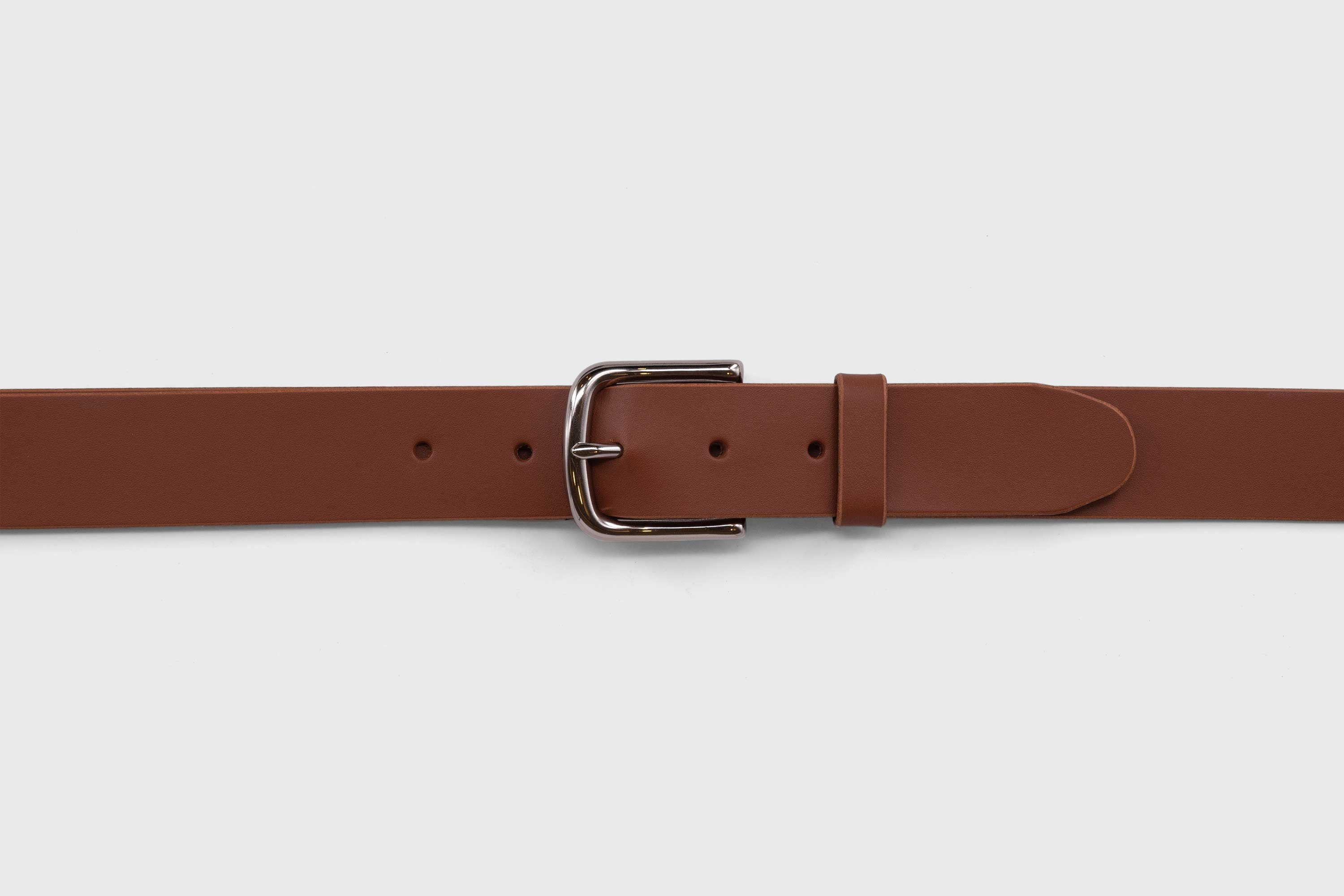 Leather Belt Anto Nickel PVD Coated Buckle Dark Brown vegetable  tanned full grain leather Minimalist Design Atelier Madre Manuel Dreesmann Barcelona