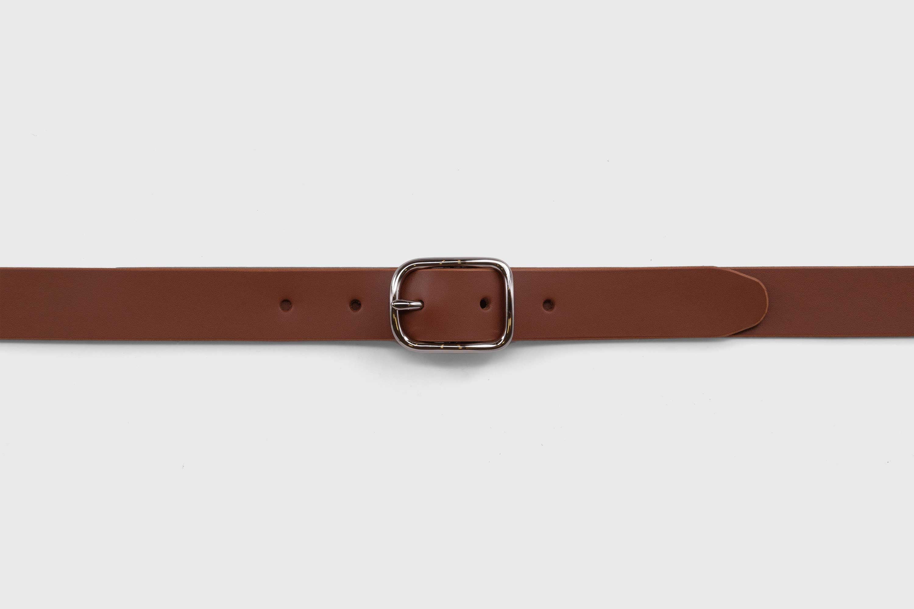 Leather Belt Small Rio Nickel PVD Coated Buckle Dark Brown vegetable tanned full grain leather Minimalist Design Atelier Madre Manuel Dreesmann Barcelona