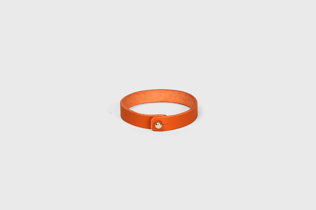 Leather Bracelet Orange Colour Minimalistic Design Atelier Madre Manuel Dreesmann Barcelona Spain 1