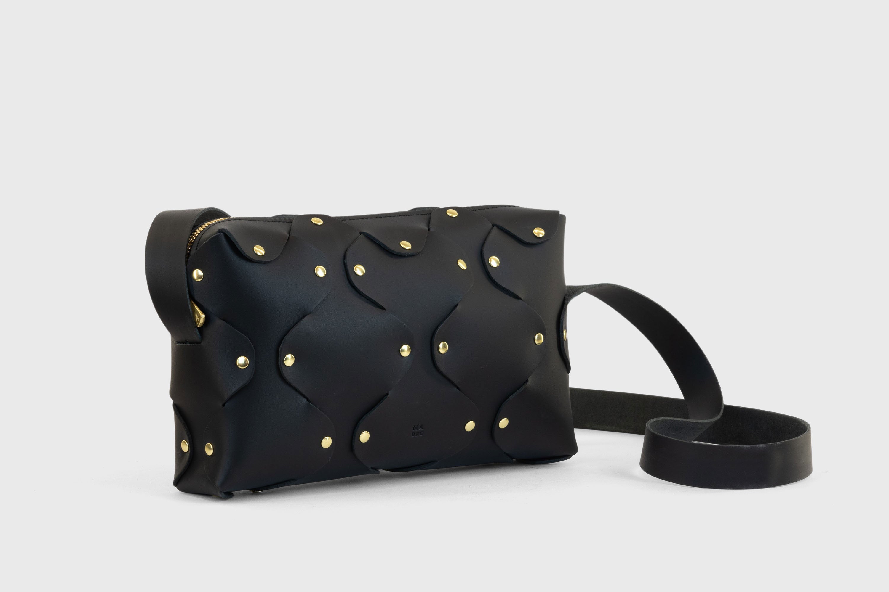 Marlin Leather Bag Black Quality Brass Rivet Designer Minimal Square Zipper Pouch Crossbody Handbag Clutch Shoulder Atelier Madre Manuel Dreesmann Barcelona