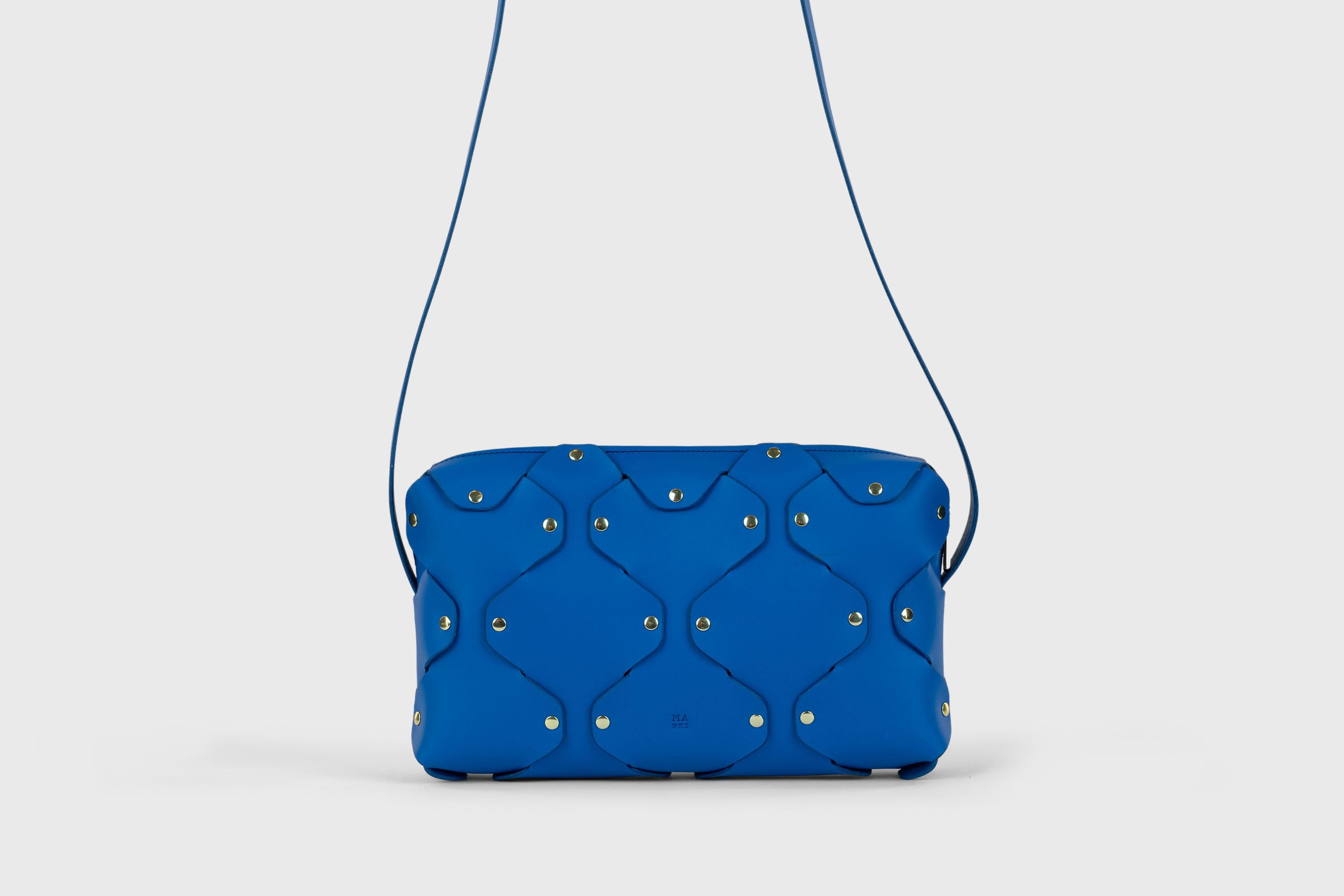 Marlin Leather Bag Royal Blue Color Quality Brass Rivet Designer Minimal Square Zipper Pouch Crossbody Handbag Clutch Shoulder Atelier Madre Manuel Dreesmann Barcelona