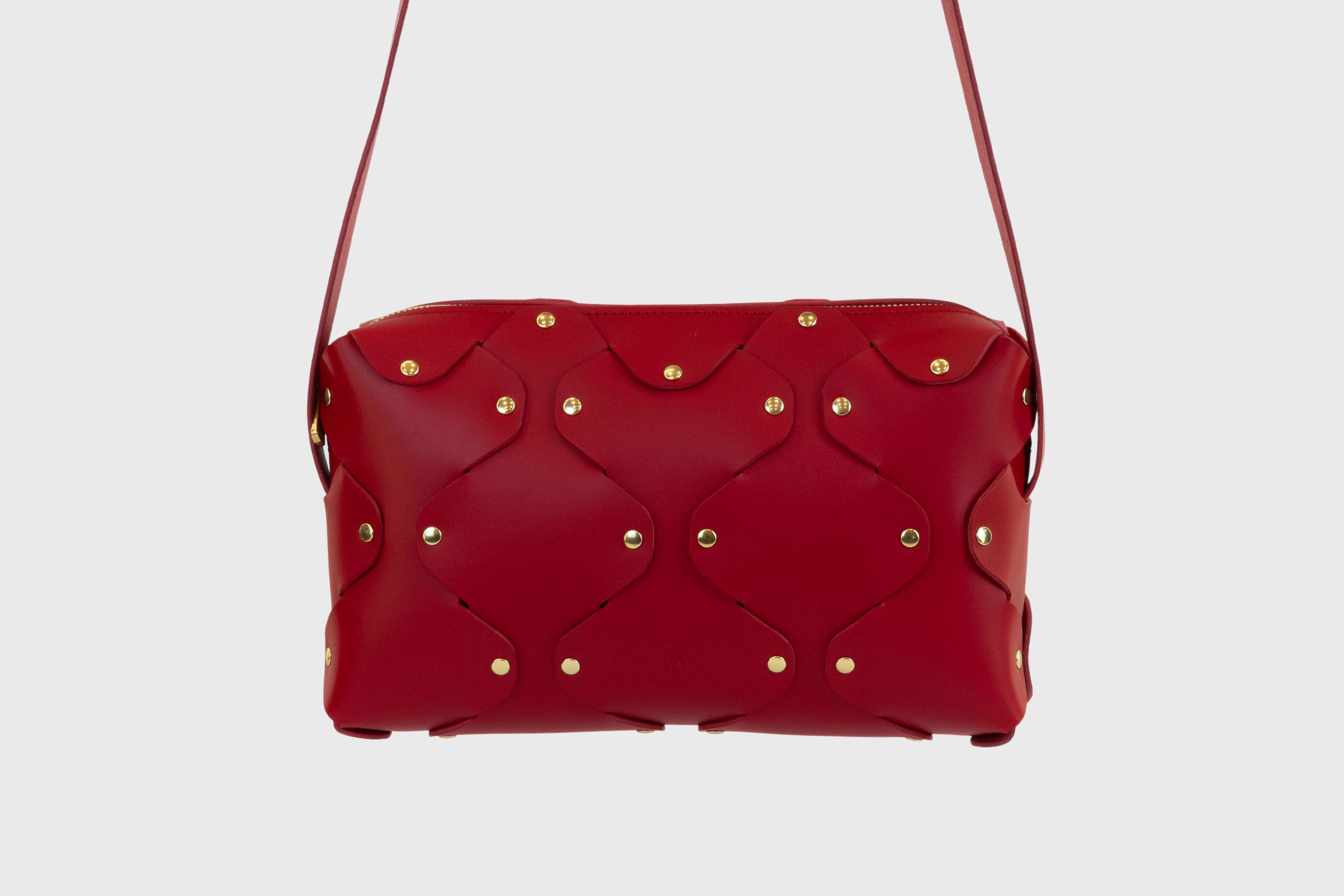 Marlin Leather Bag Red Color Quality Brass Rivet Designer Minimal Square Zipper Pouch Crossbody Handbag Clutch Shoulder Atelier Madre Manuel Dreesmann Barcelona