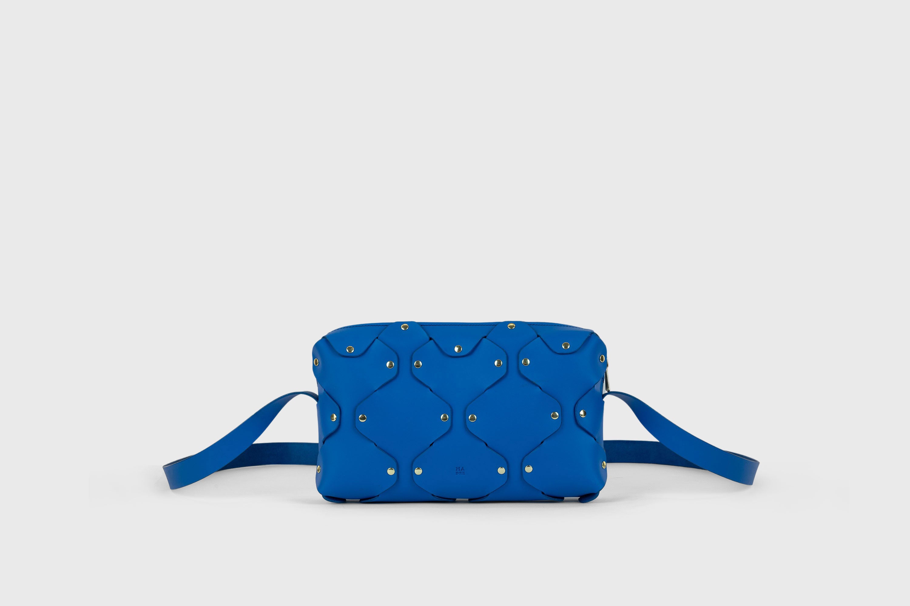 Marlin Leather Bag Royal Blue Color Quality Brass Rivet Designer Minimal Square Zipper Pouch Crossbody Handbag Clutch Shoulder Atelier Madre Manuel Dreesmann Barcelona