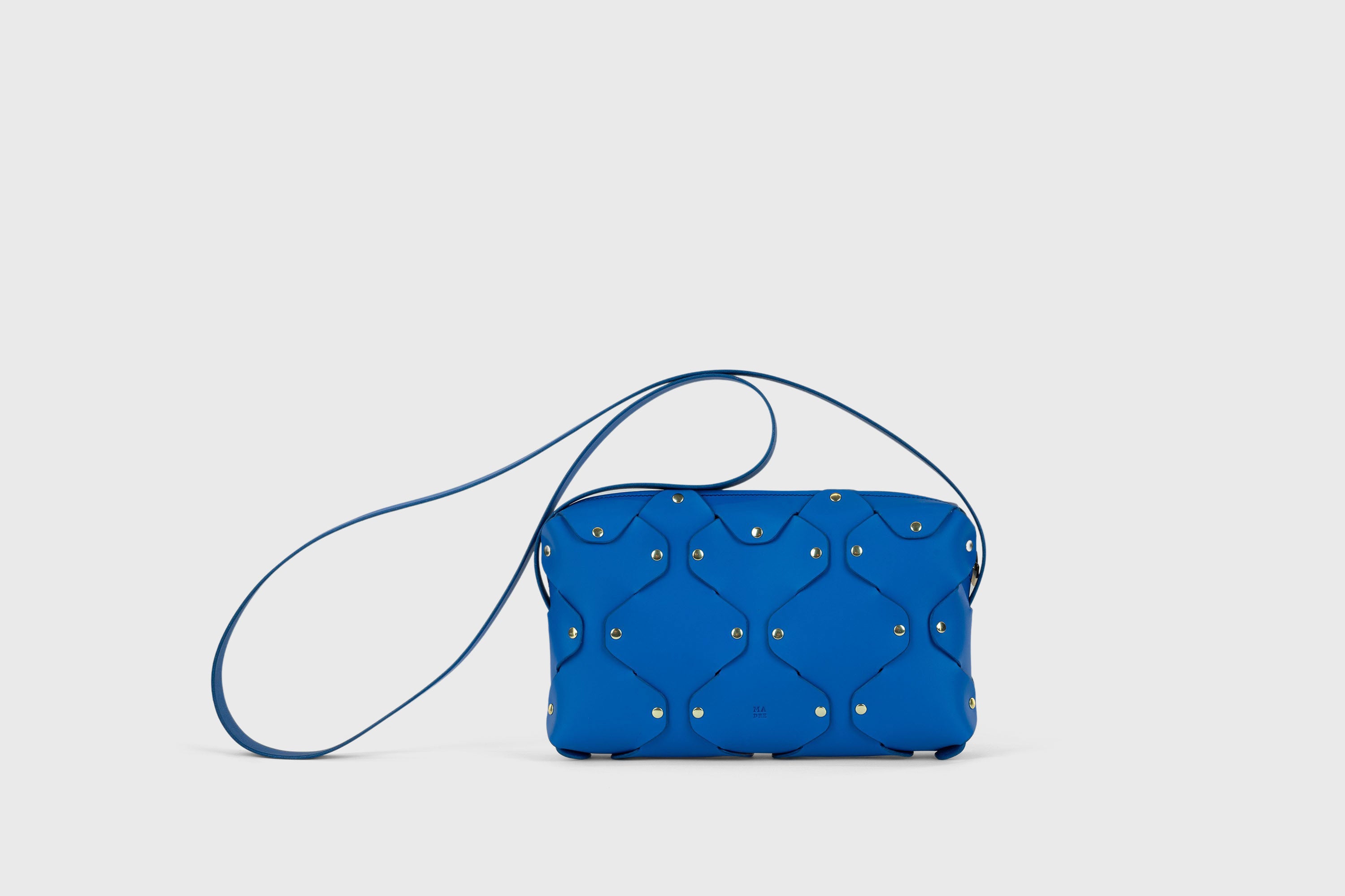 Marlin Leather Bag Royal Blue Color Quality Brass Rivet Designer Minimal Square Zipper Pouch Crossbody Handbag Clutch Shoulder Atelier Madre Manuel Dreesmann Barcelona