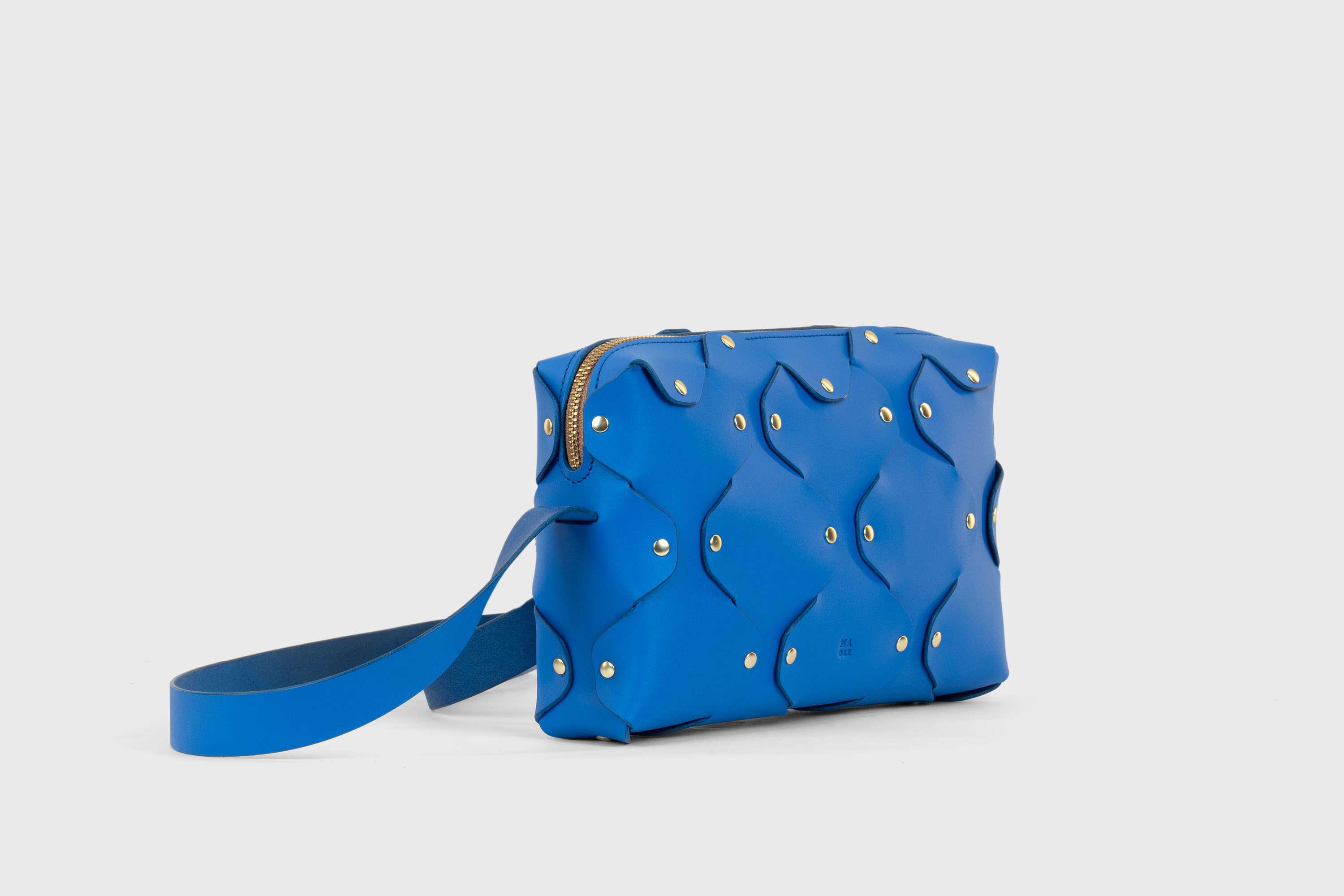 Marlin Leather Bag Royal Blue Color Quality Brass Rivet Designer Minimal Square Zipper Pouch Crossbody Handbag Clutch Shoulder Atelier Madre Manuel Dreesmann Barcelona