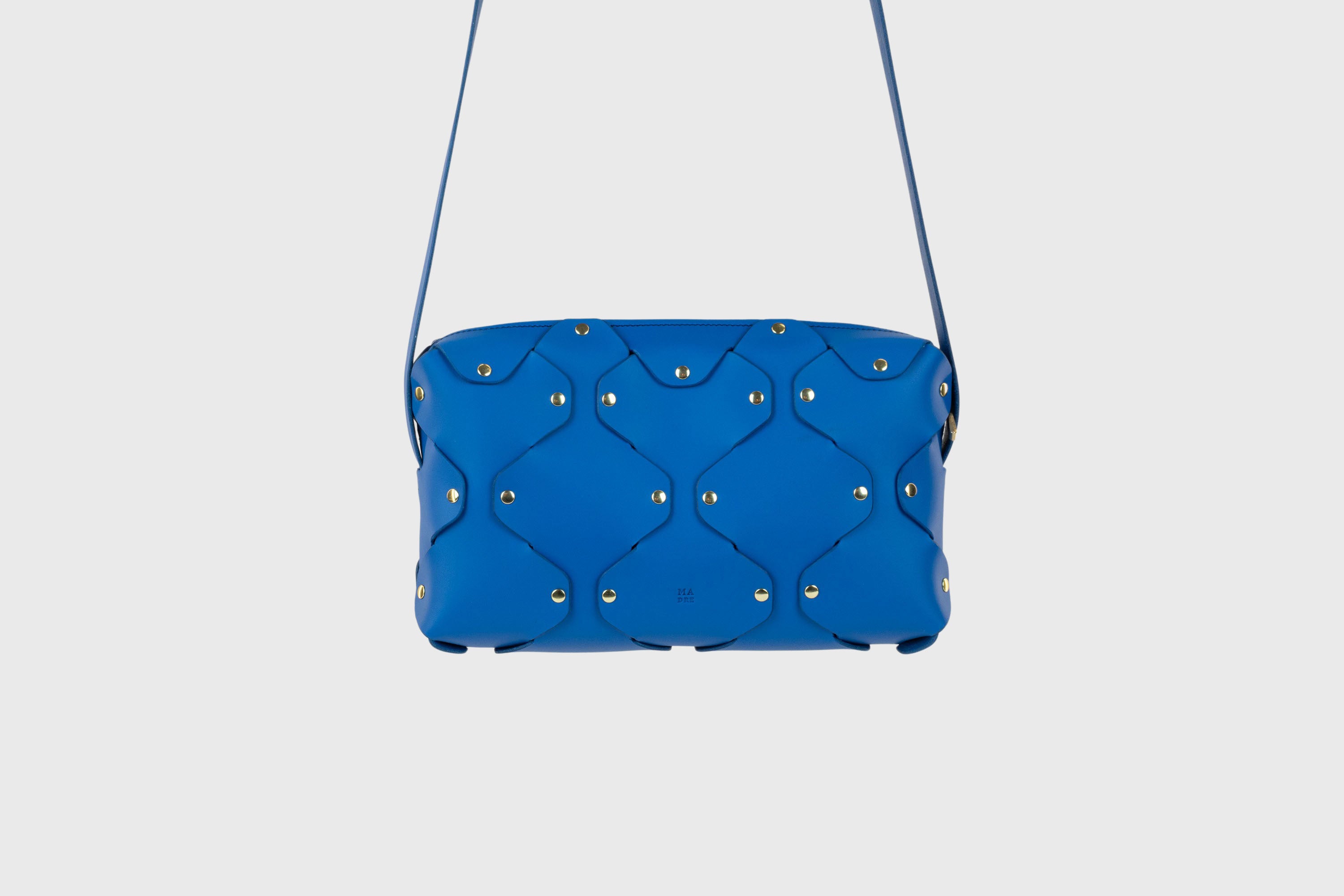 Marlin Leather Bag Royal Blue Color Quality Brass Rivet Designer Minimal Square Zipper Pouch Crossbody Handbag Clutch Shoulder Atelier Madre Manuel Dreesmann Barcelona