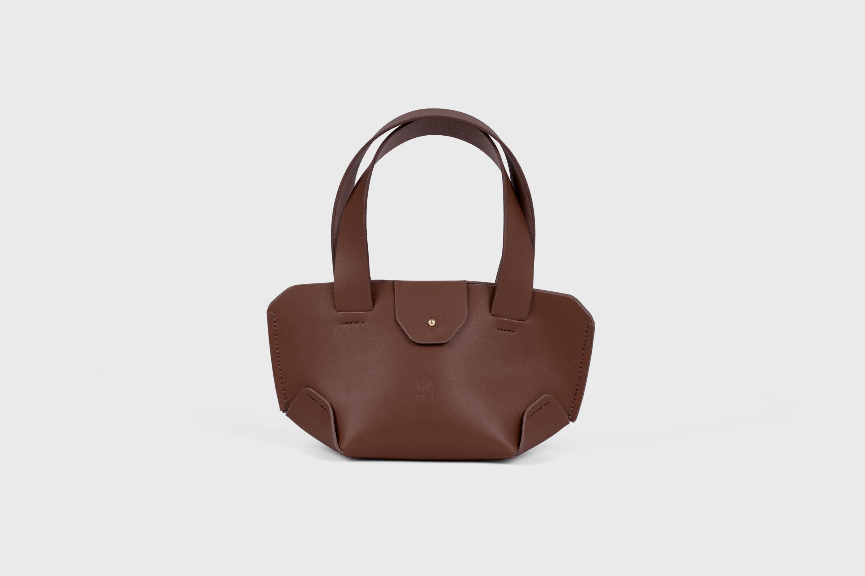 Mini Tote Bag Dark Brown Color Leather Handbag Small Modern Minimalist Design Premium Quality Atelier Madre Manuel Dreesmann Barcelona Spain