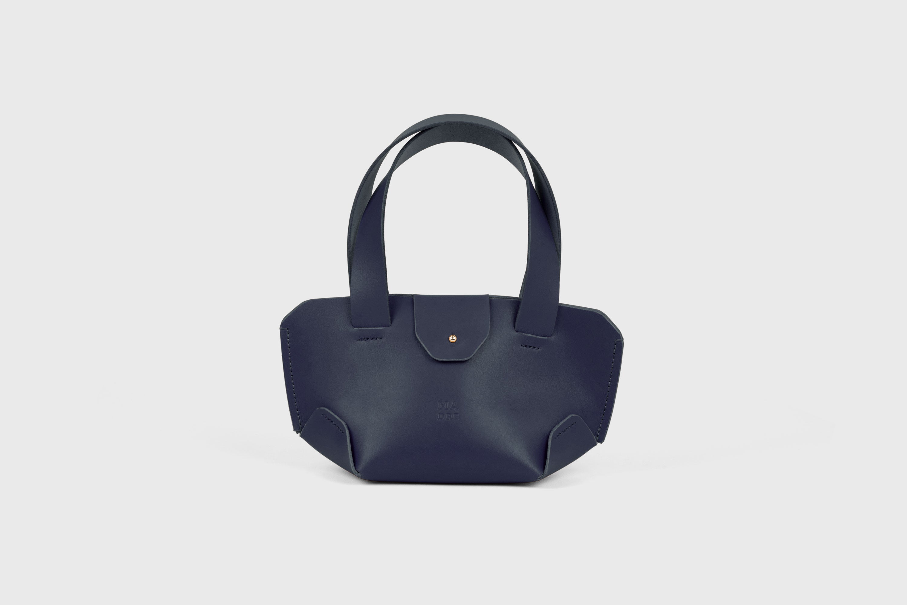 Mini Tote Bag Marine Blue Color Leather Handbag Small Modern Minimalist Design Premium Quality Atelier Madre Manuel Dreesmann Barcelona Spain
