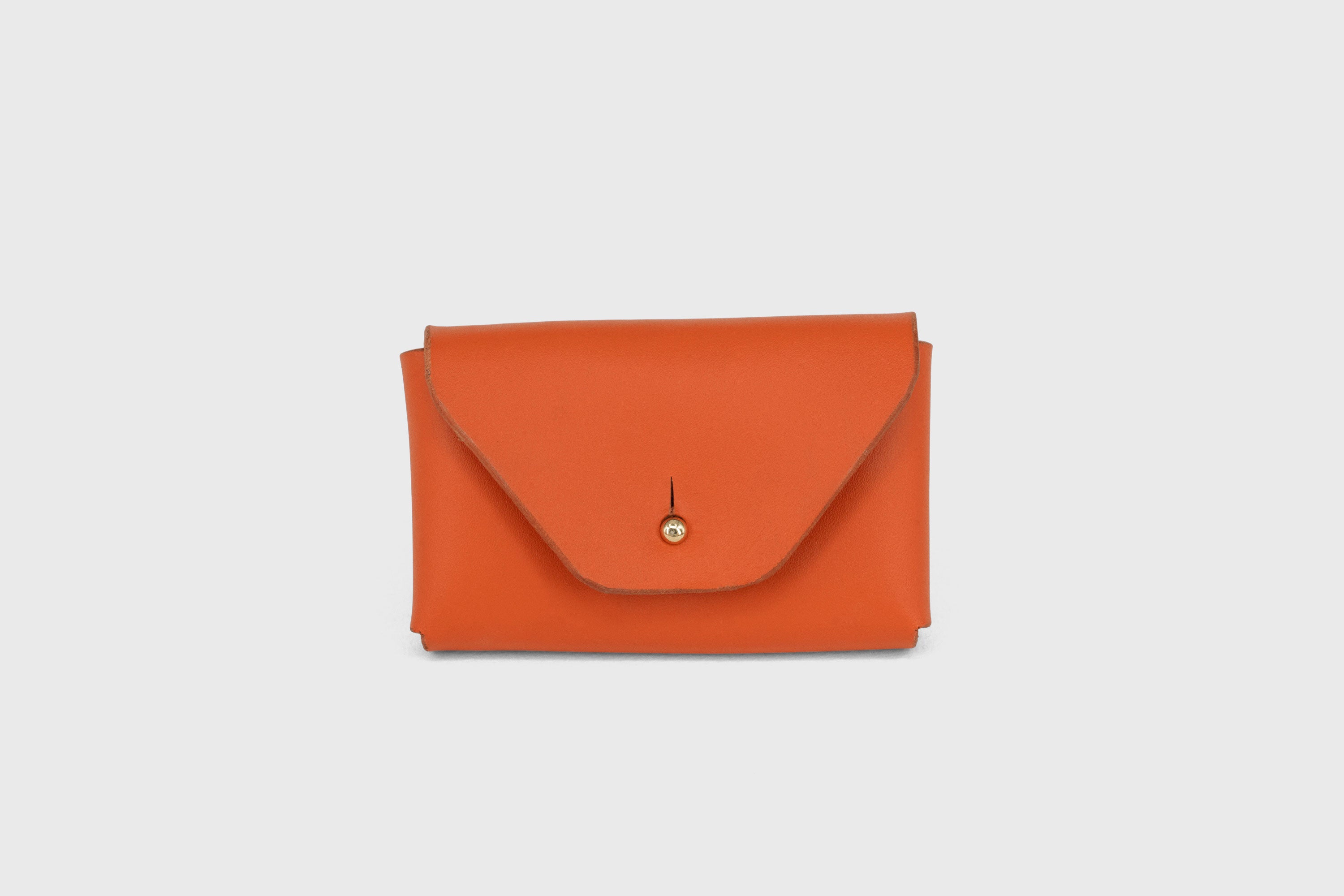 Mini Wallet Leather Orange Color Vegetable Tanned Full Grain Leather Minimalist Modern Design High Quality Premium Handcrafted Quality Atelier Madre Manuel Dreesmann Barcelona Spain