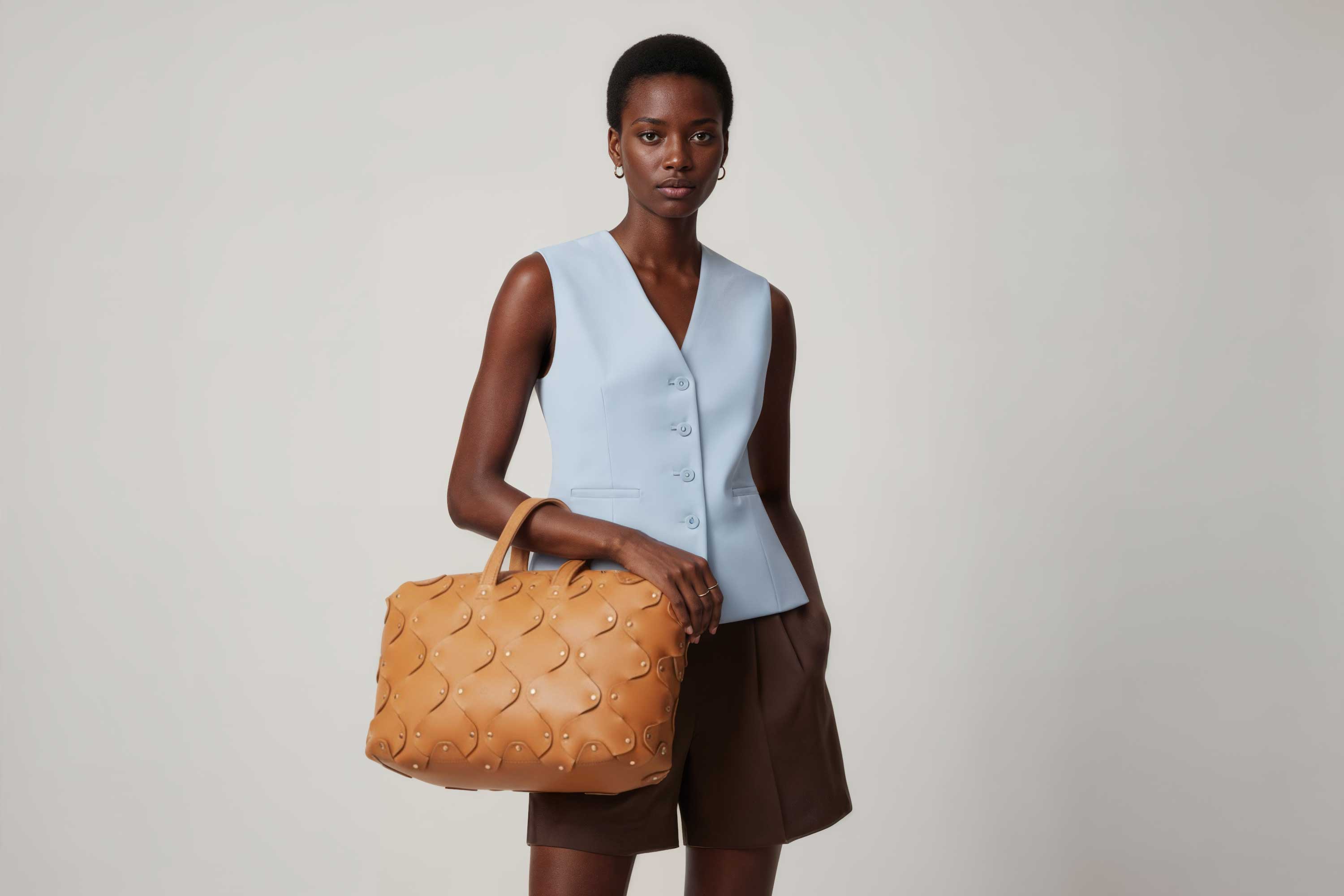 Nauto Leather Bag Brown Color Vegetable Tanned Full Grain Spain Brass Rivets Design Minimalist Modern Big Travel Zipper Office Handbag Atelier Madre Manuel Dreesmann Barcelona