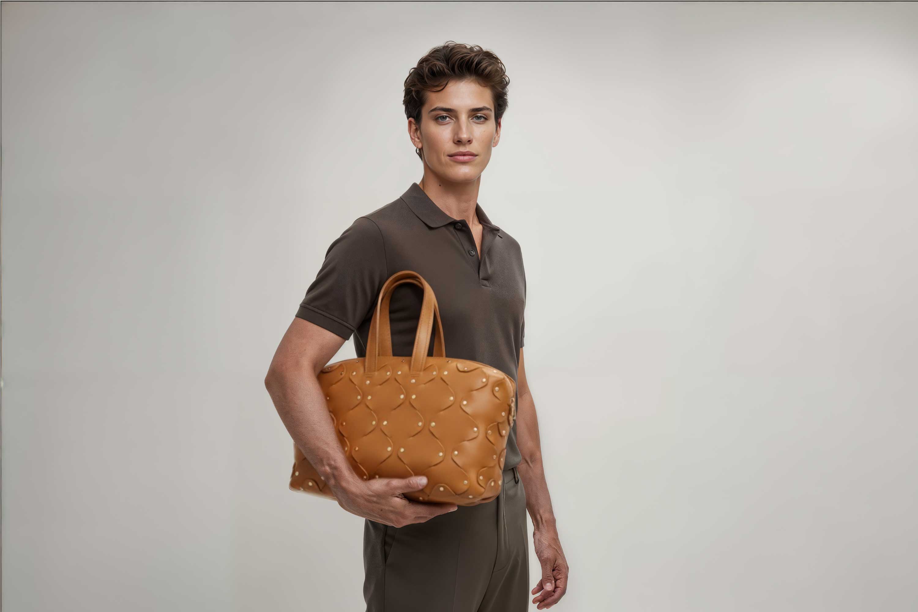 Nauto Leather Bag Brown Color Vegetable Tanned Full Grain Spain Brass Rivets Design Minimalist Modern Big Travel Zipper Office Handbag Atelier Madre Manuel Dreesmann Barcelona