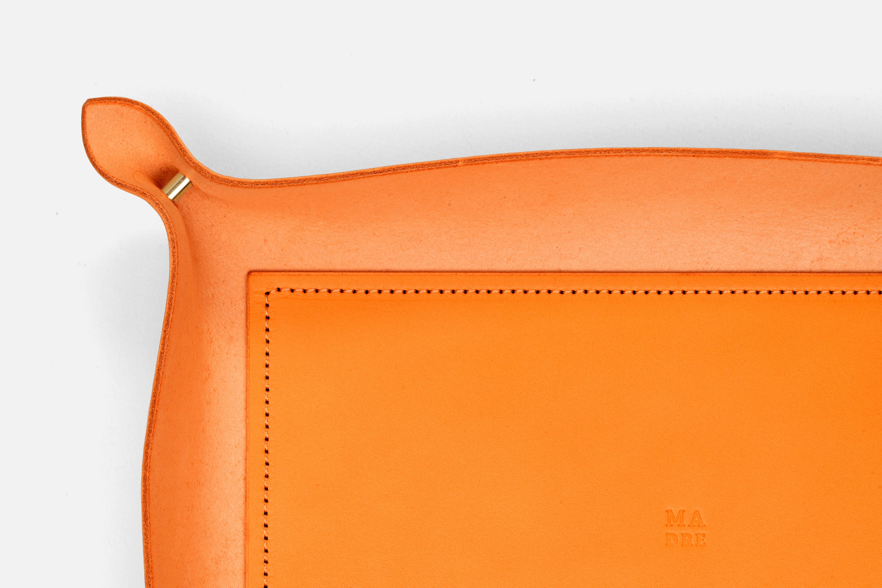 Leather Tray Large Size In Orange Tanned Leather Minimalistic Design Atelier Madre Manuel Dreesmann Barcelona Spain 
