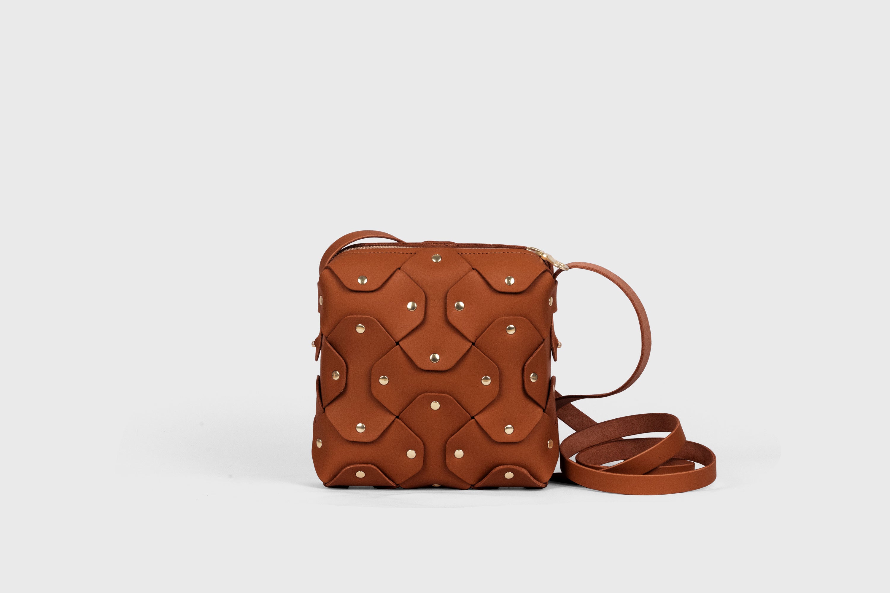 Rivet Bag Squared, Dark Brown Colour Leather Bag, Minimalist Modern Design Premium Quality from Atelier Madre Manuel Dreesmann, Barcelona
