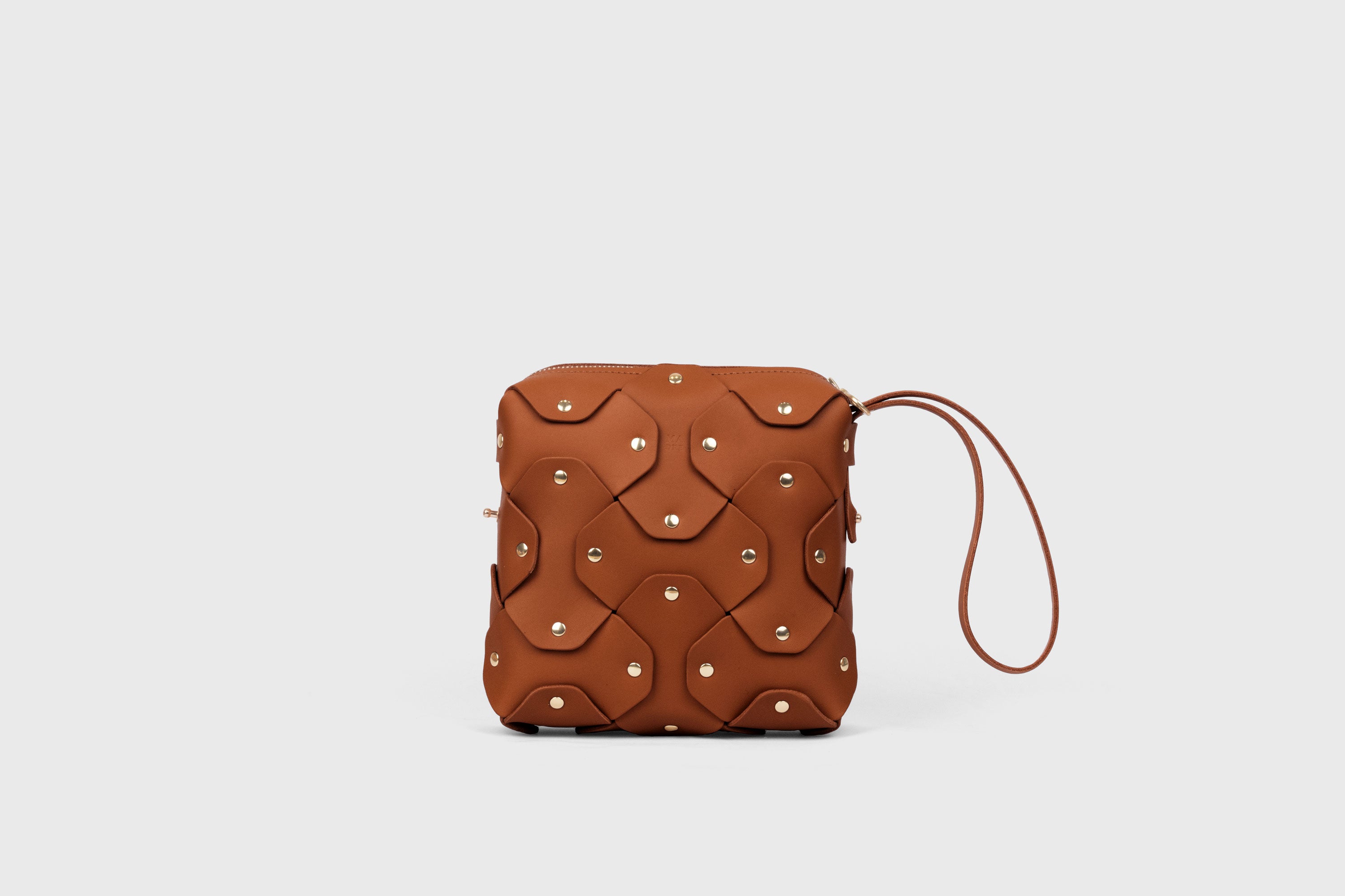 Rivet Bag Squared, Dark Brown Colour Leather Bag, Minimalist Modern Design Premium Quality from Atelier Madre Manuel Dreesmann, Barcelona