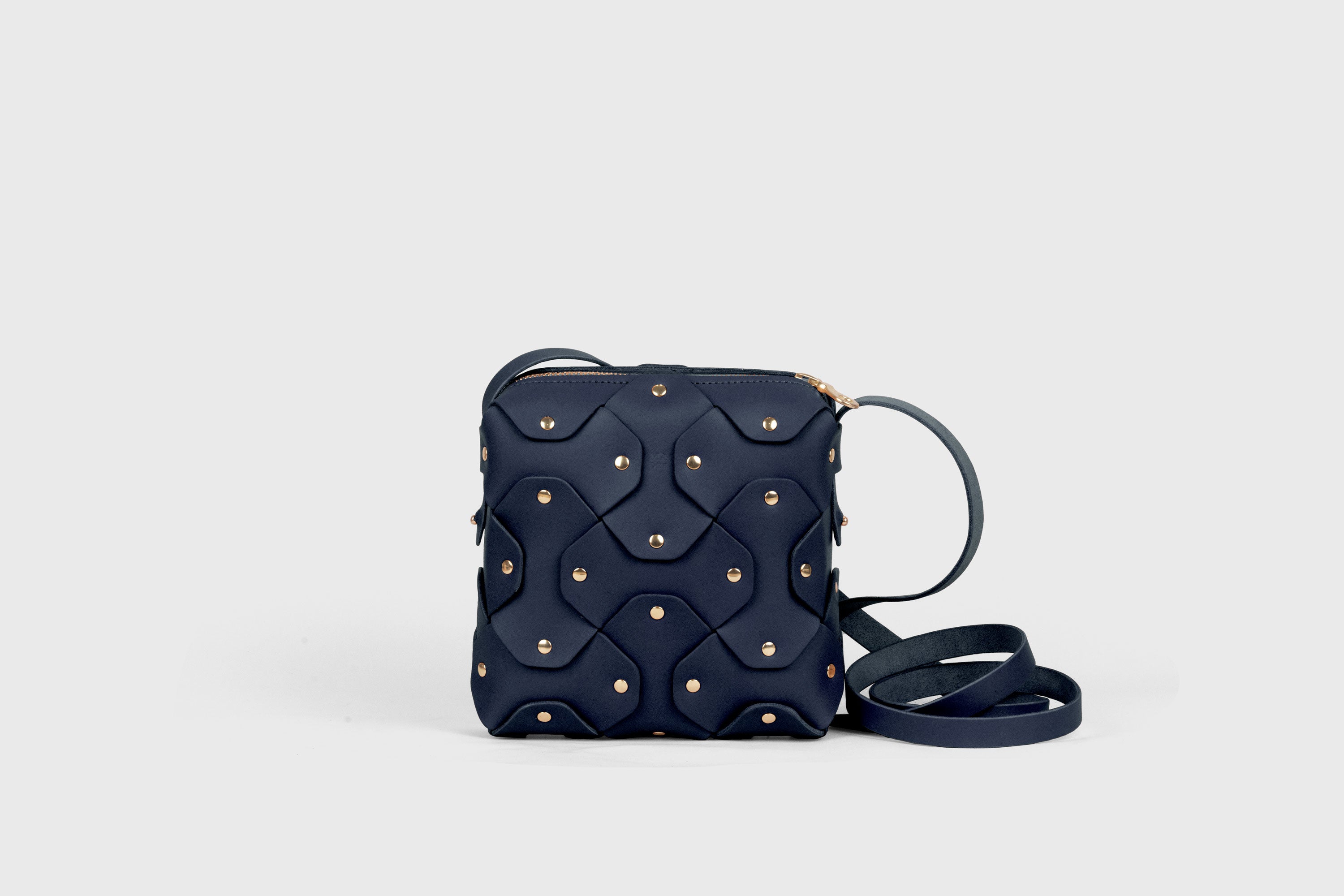 Rivet Bag Squared, Marine Blue Colour Leather Bag, Minimalist Modern Design Premium Quality from Atelier Madre Manuel Dreesmann, Barcelona