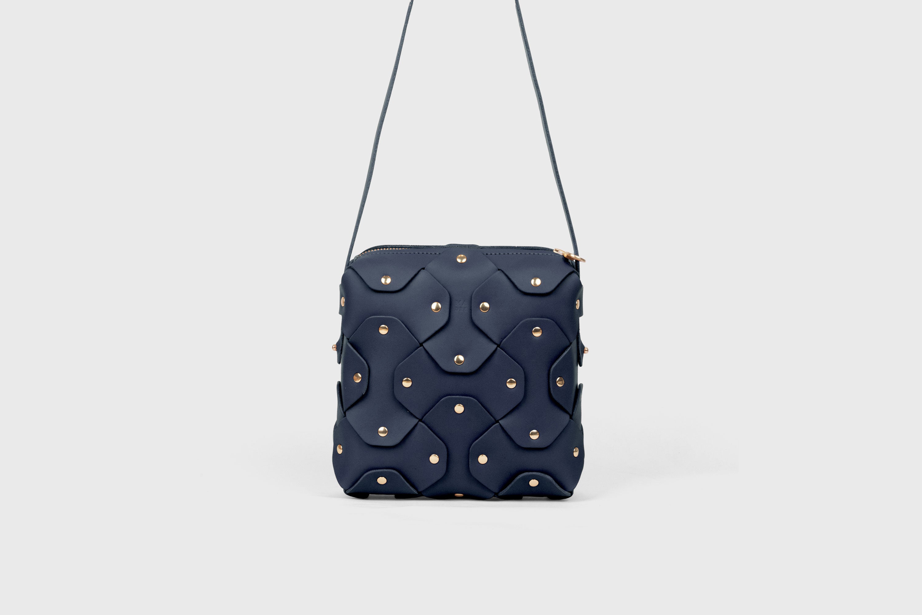 Rivet Bag Squared, Marine Blue Colour Leather Bag, Minimalist Modern Design Premium Quality from Atelier Madre Manuel Dreesmann, Barcelona