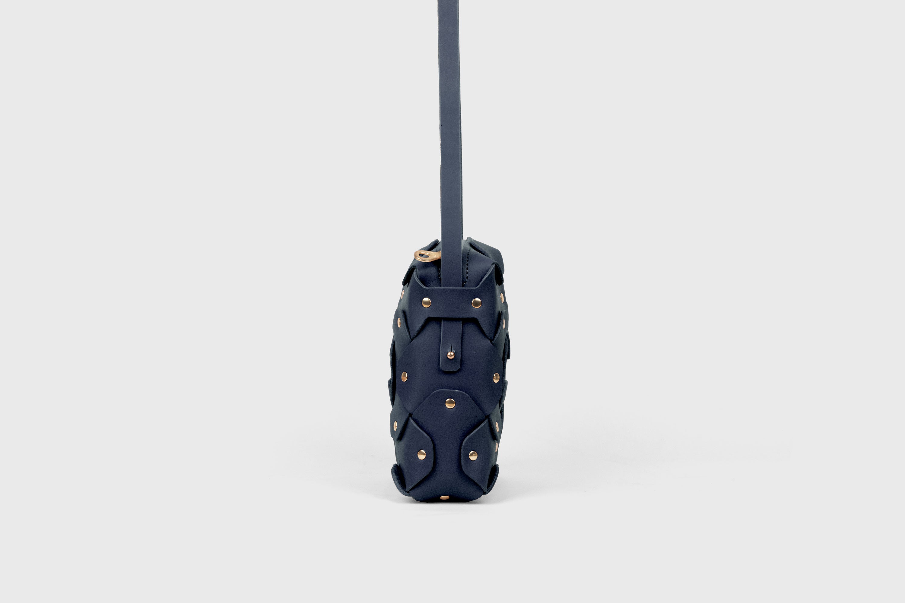 Rivet Bag Squared, Marine Blue Colour Leather Bag, Minimalist Modern Design Premium Quality from Atelier Madre Manuel Dreesmann, Barcelona