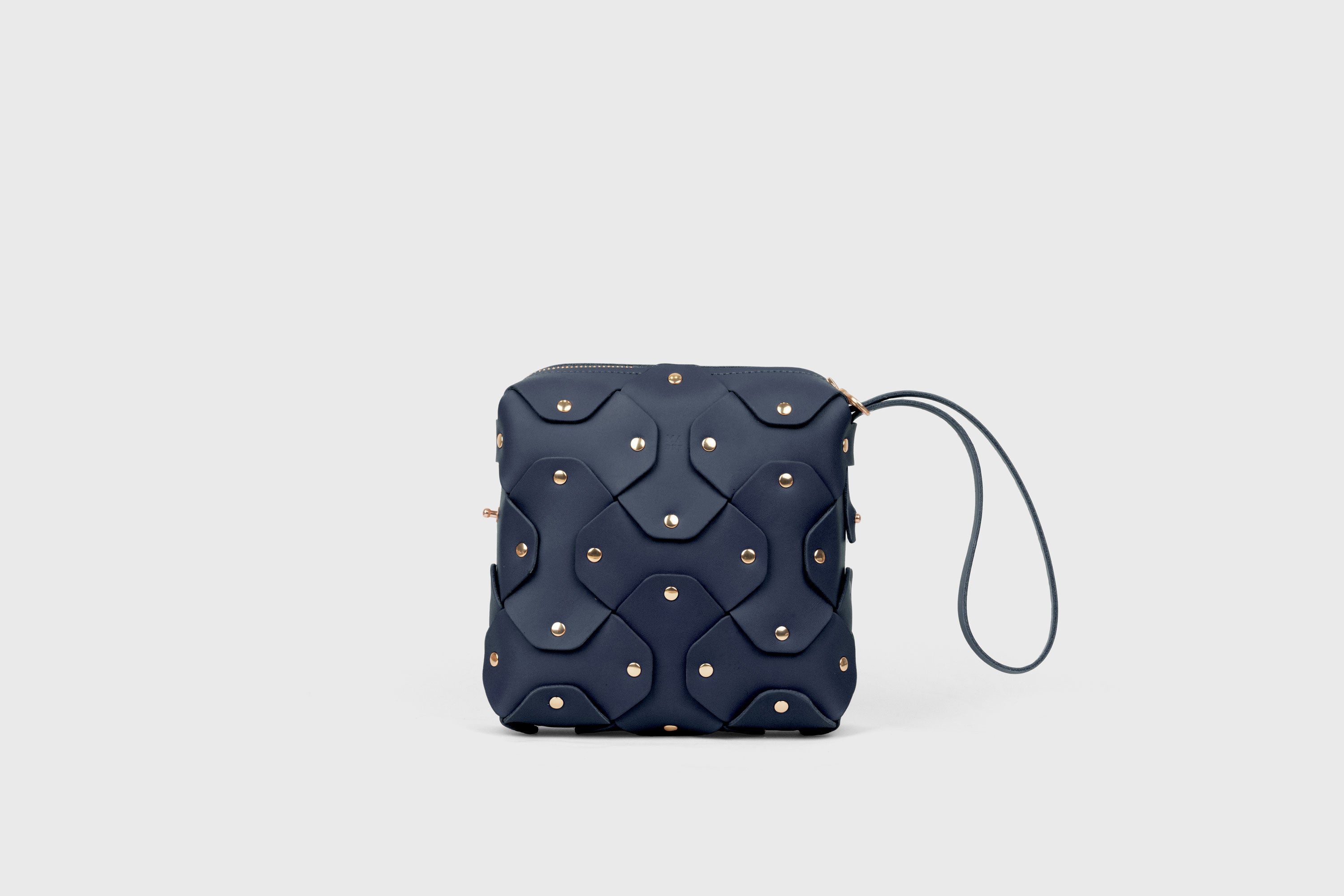 Rivet Bag Squared, Marine Blue Colour Leather Bag, Minimalist Modern Design Premium Quality from Atelier Madre Manuel Dreesmann, Barcelona
