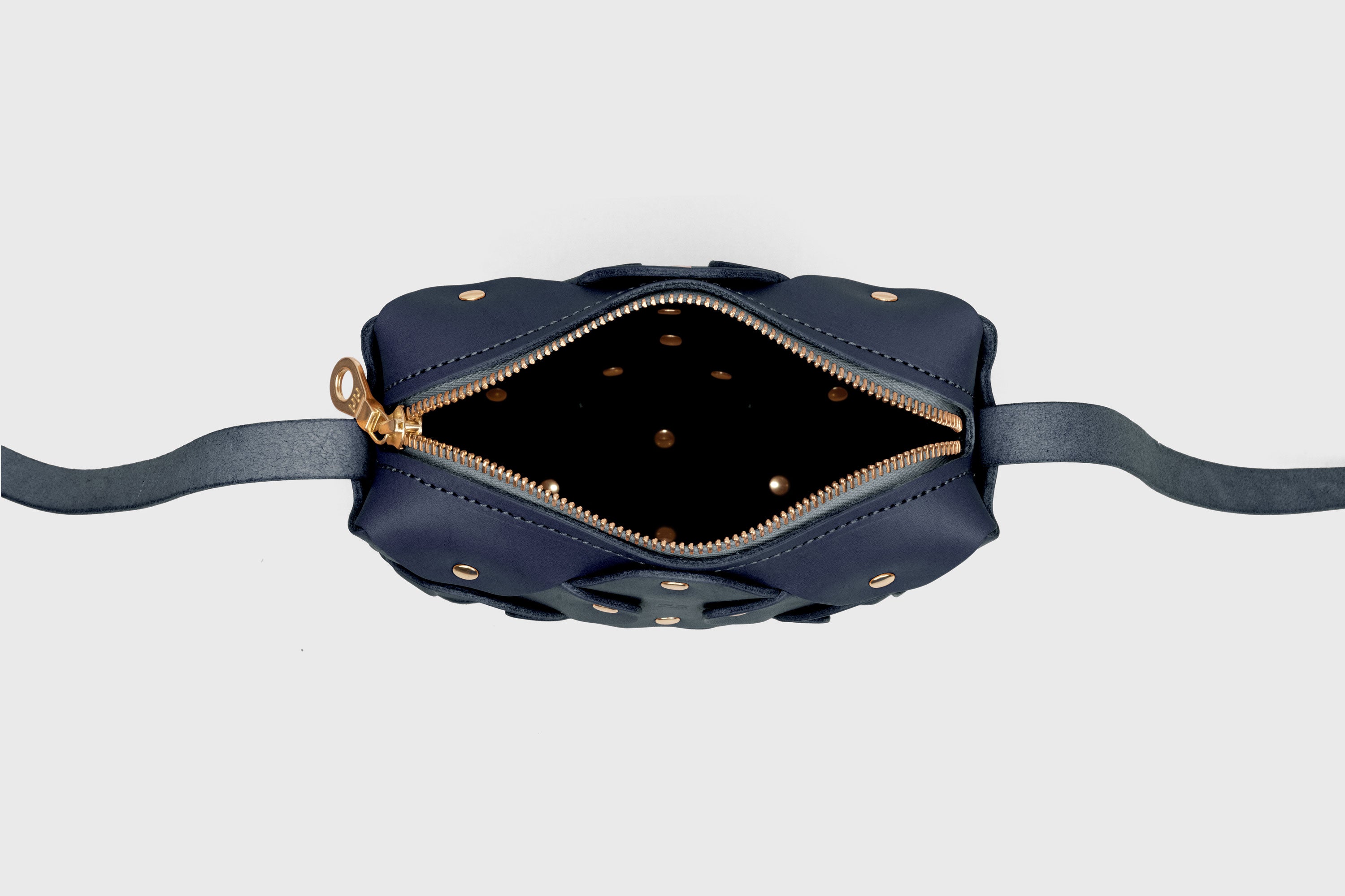 Rivet Bag Squared, Marine Blue Colour Leather Bag, Minimalist Modern Design Premium Quality from Atelier Madre Manuel Dreesmann, Barcelona