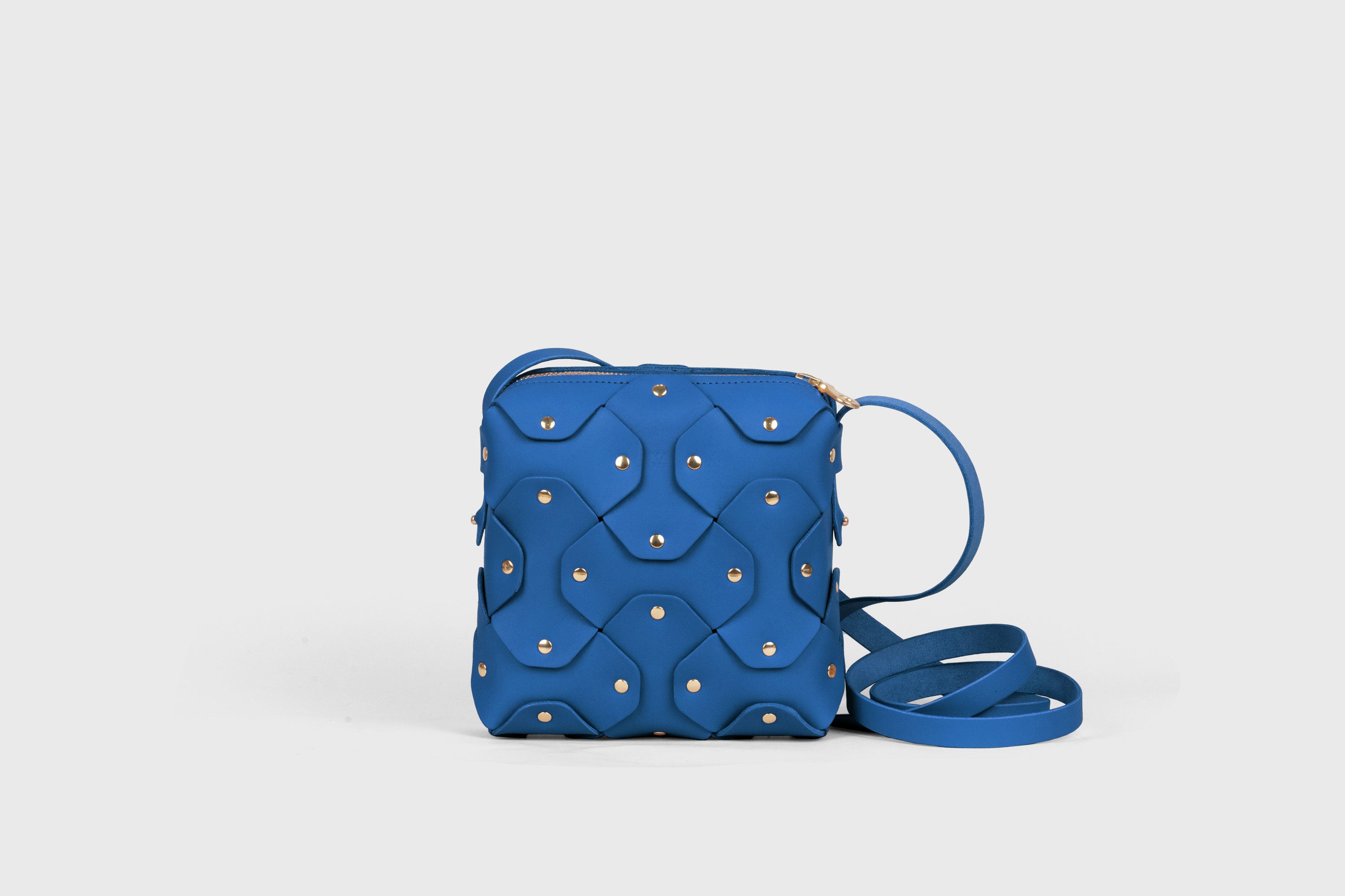 Rivet Bag Squared, Royal Blue Colour Leather Bag, Minimalist Modern Design Premium Quality from Atelier Madre Manuel Dreesmann, Barcelona