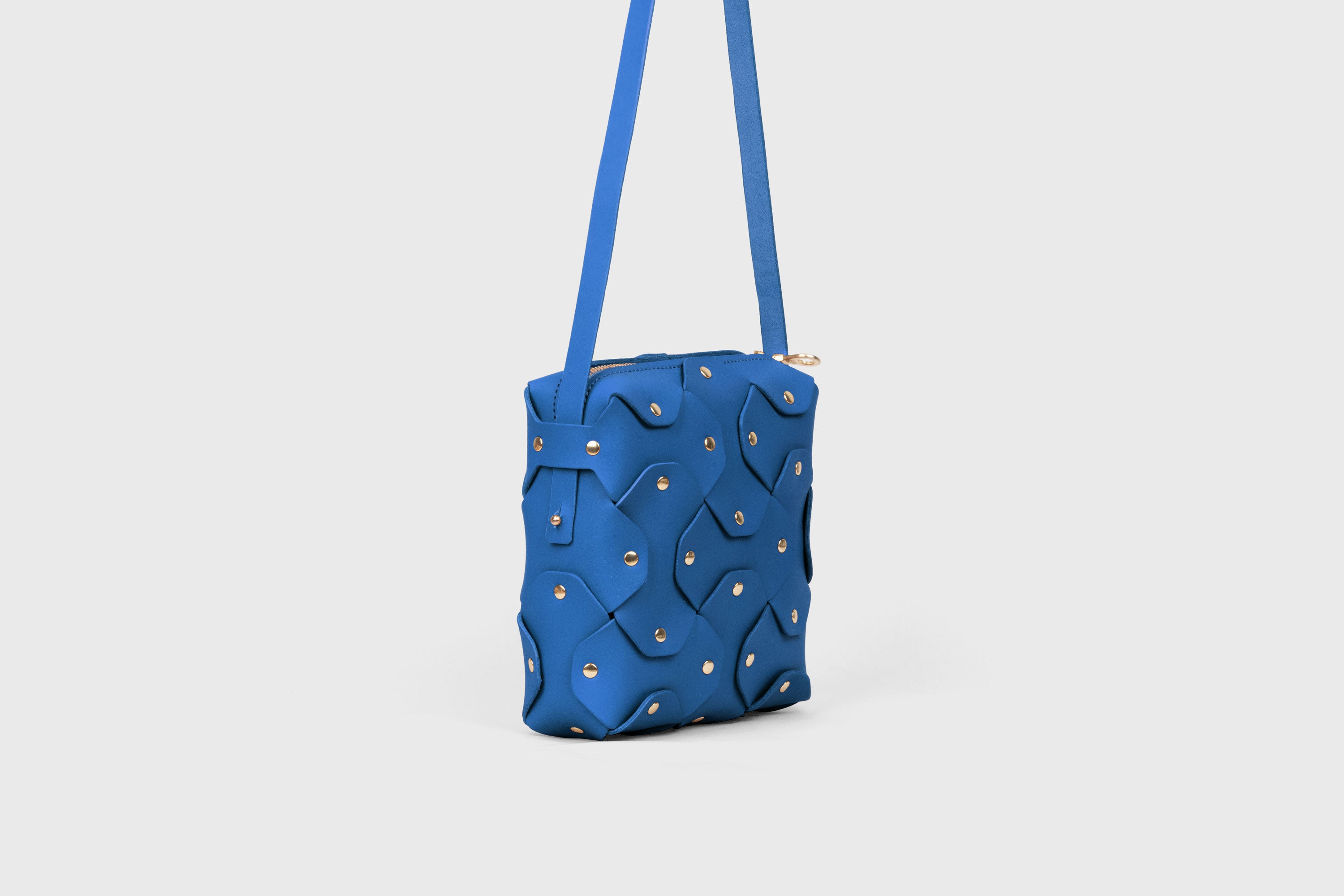 Rivet Bag Squared, Royal Blue Colour Leather Bag, Minimalist Modern Design Premium Quality from Atelier Madre Manuel Dreesmann, Barcelona