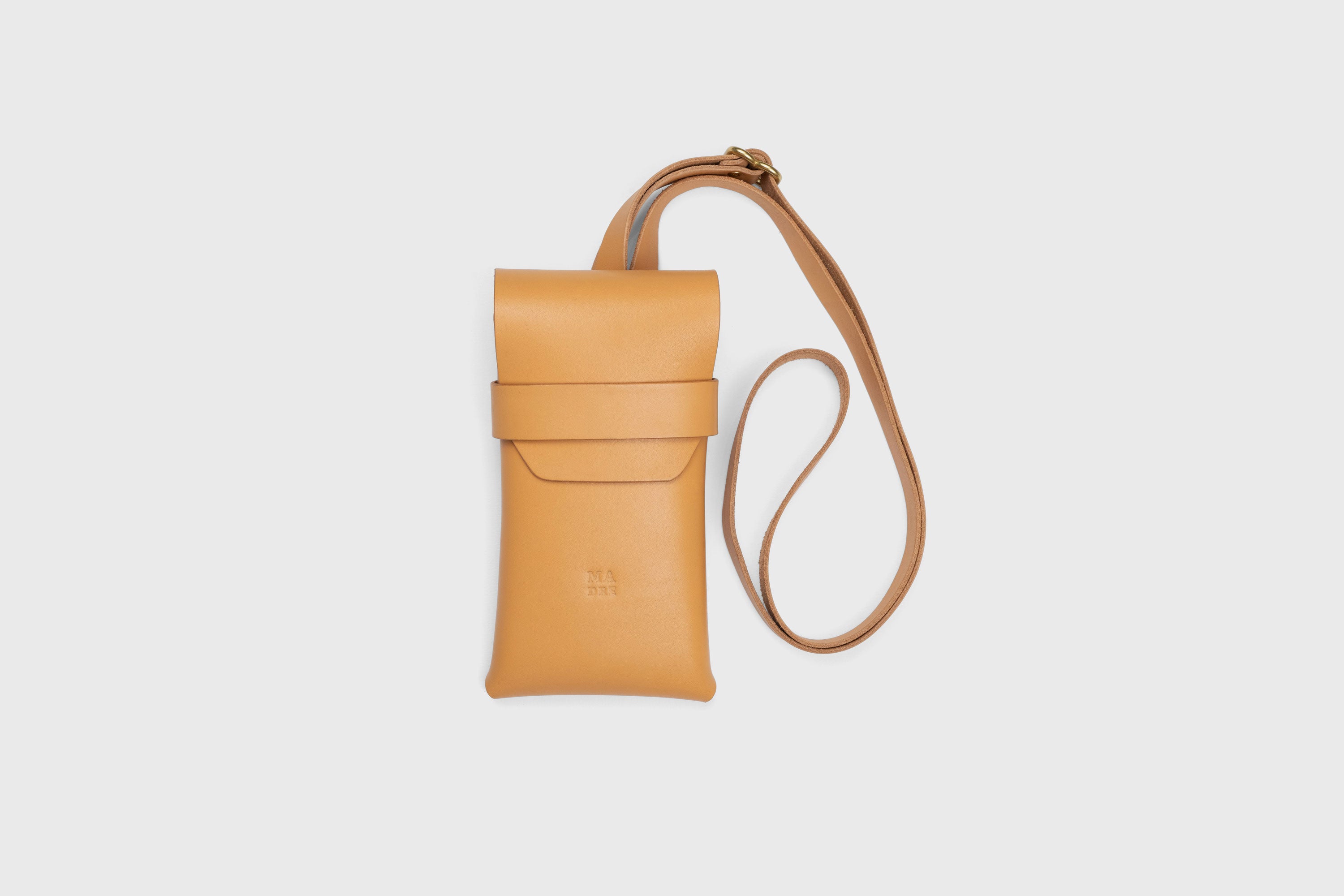 Sling Bag Pouch Leather Brown Color Crossbody Premium Quality Modern Minimalist Independent Designer Atelier Madre Manuel Dreesmann Barcelona Spain