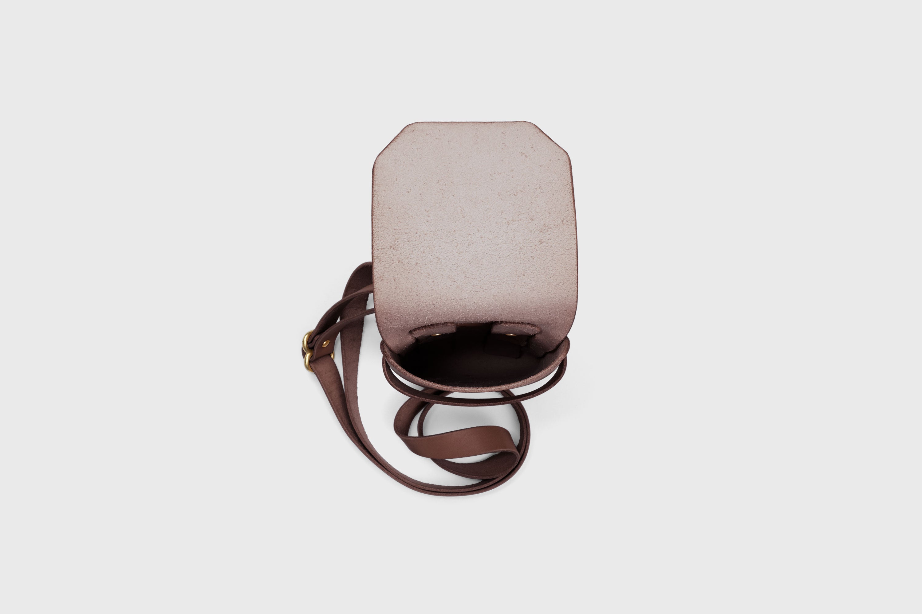 Sling Bag Pouch Leather Dark Brown Color Crossbody Premium Quality Modern Minimalist Independent Designer Atelier Madre Manuel Dreesmann Barcelona Spain